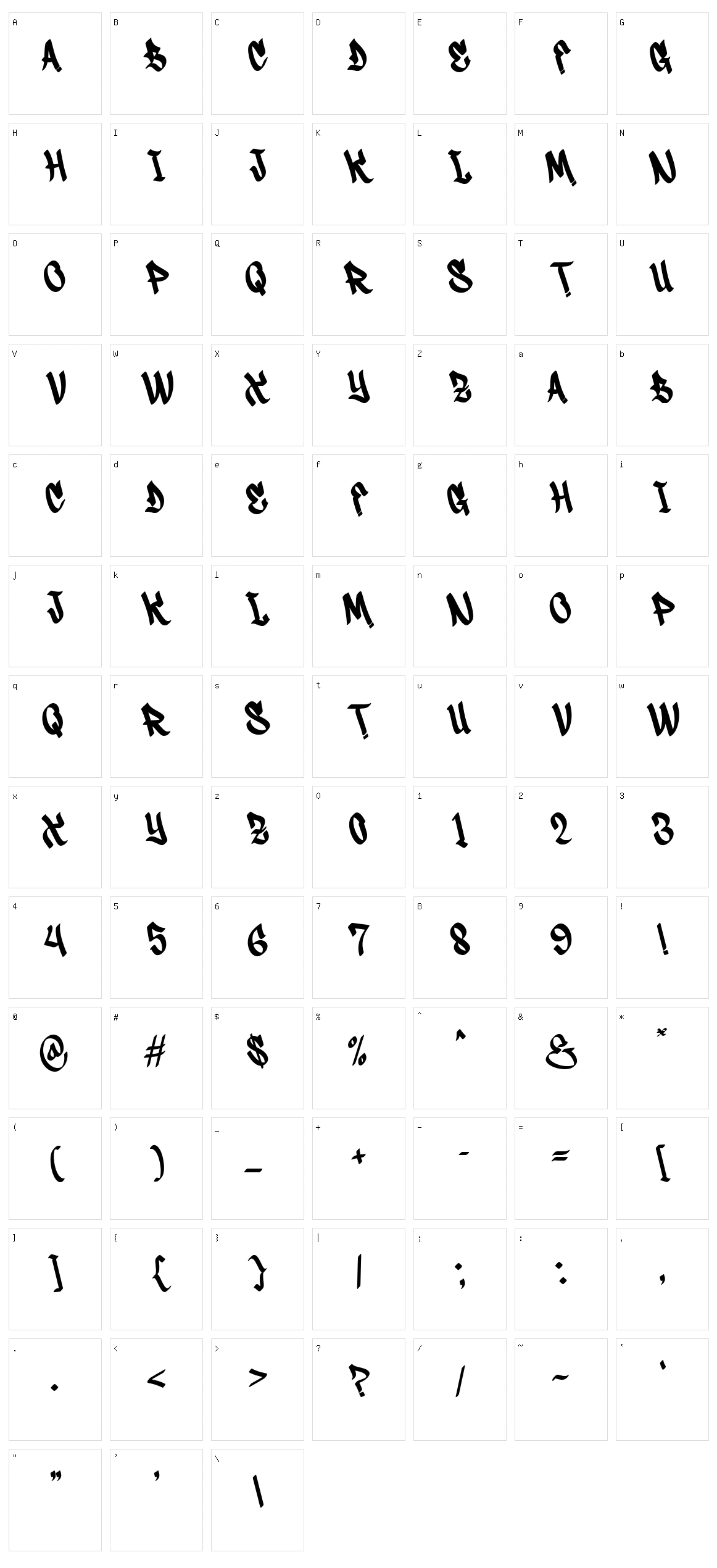 Snikers Character Set