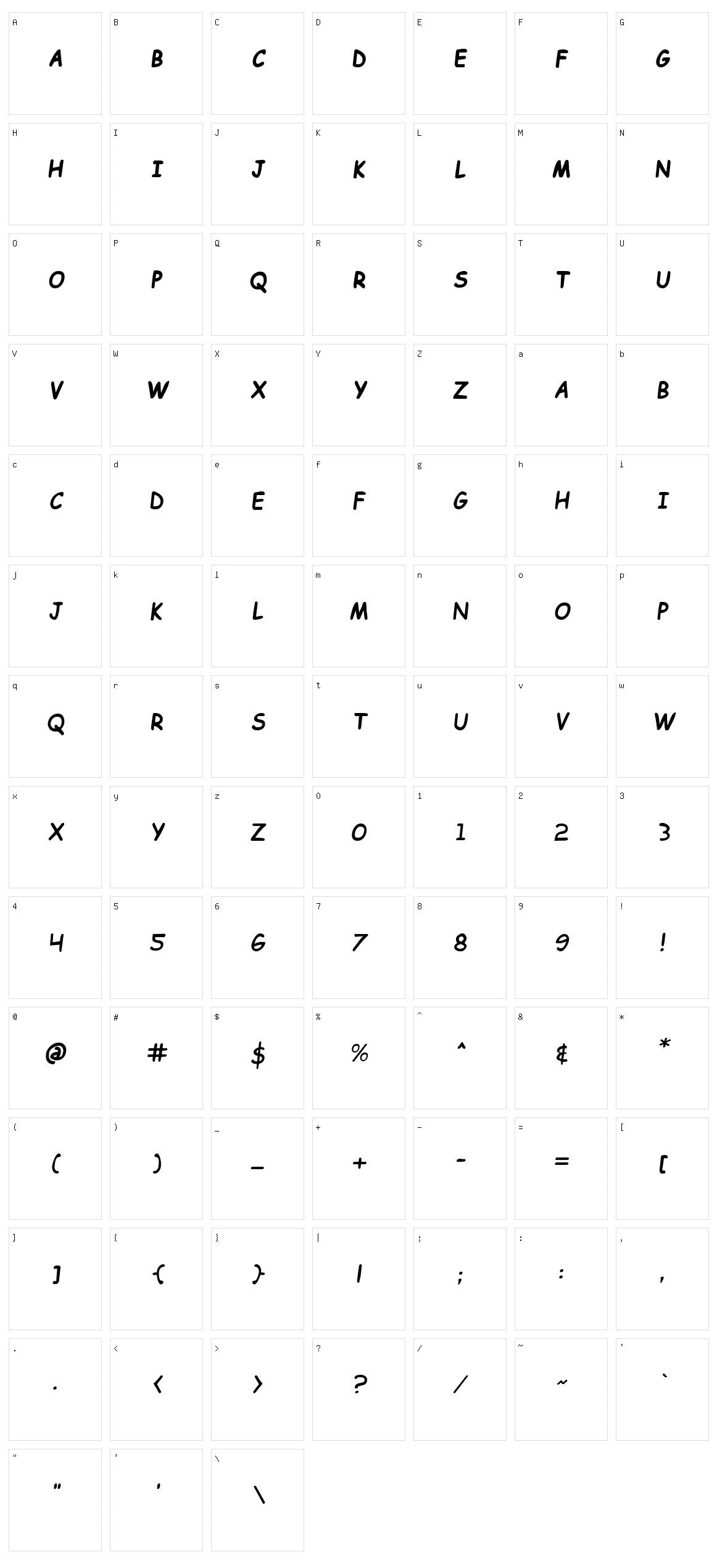 Kid Cobalt Character Set