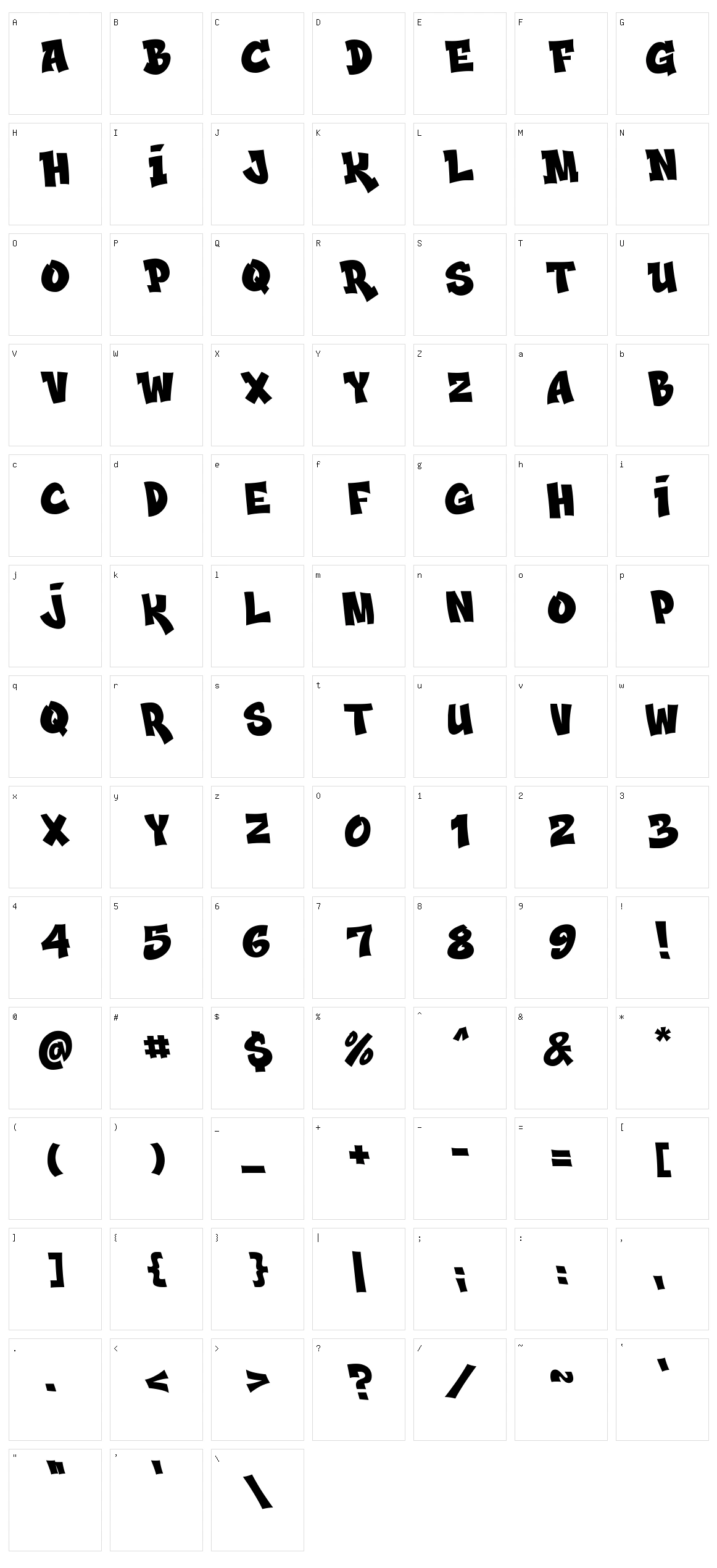Bozart Character Set