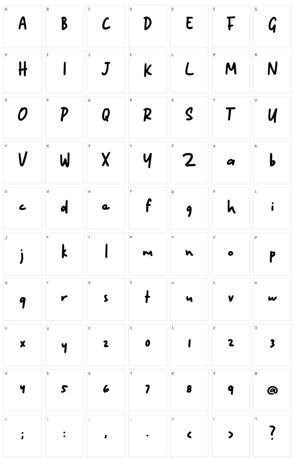 Kinethick Character Set