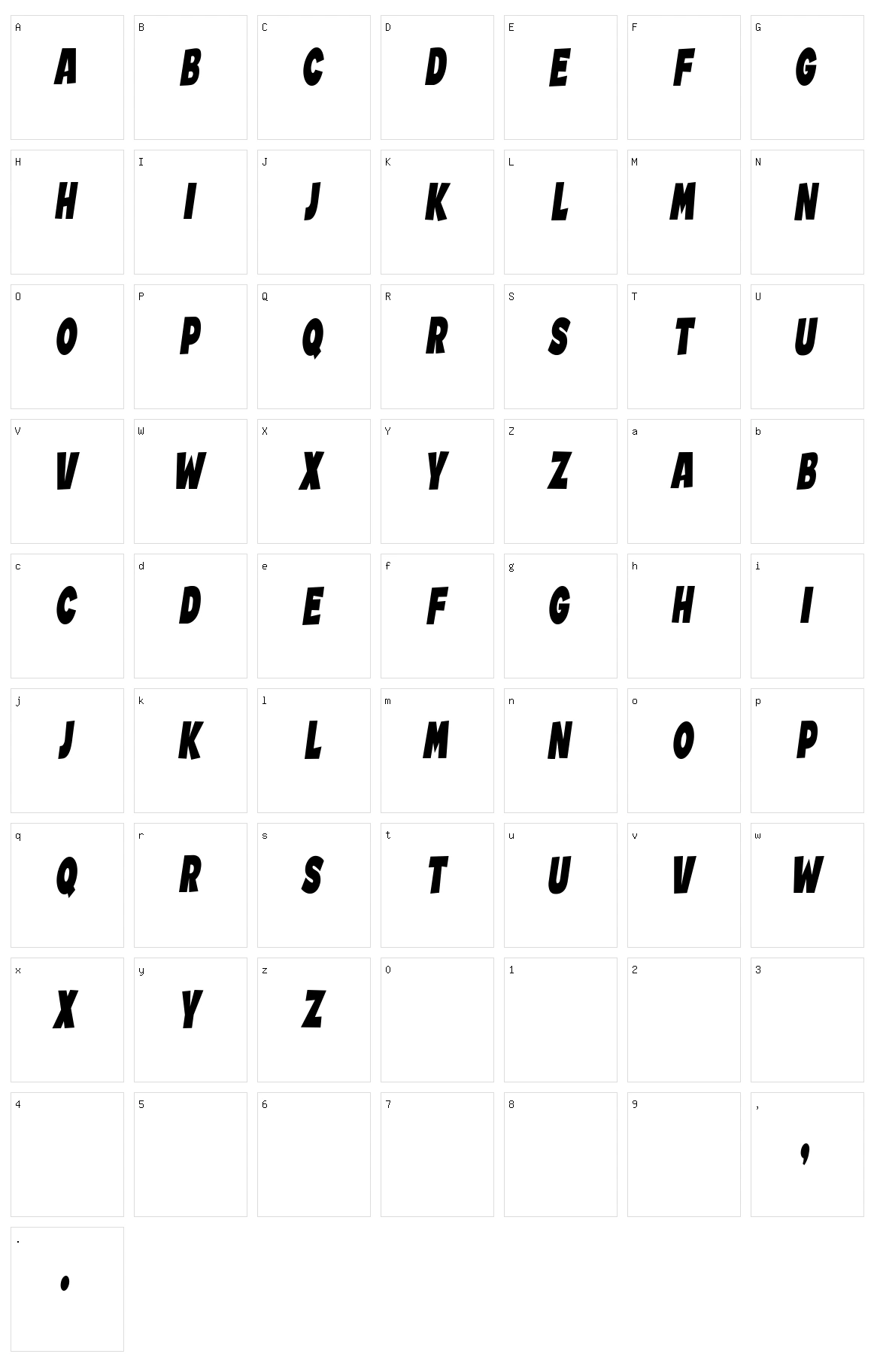 Knobber Character Set