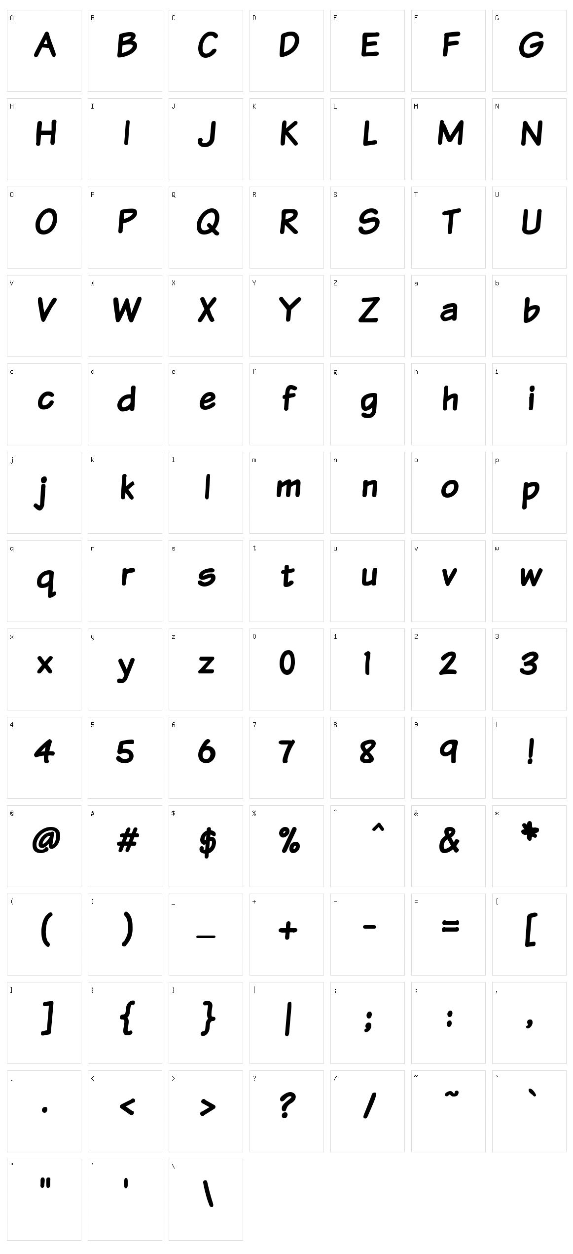 Komika Text Character Set