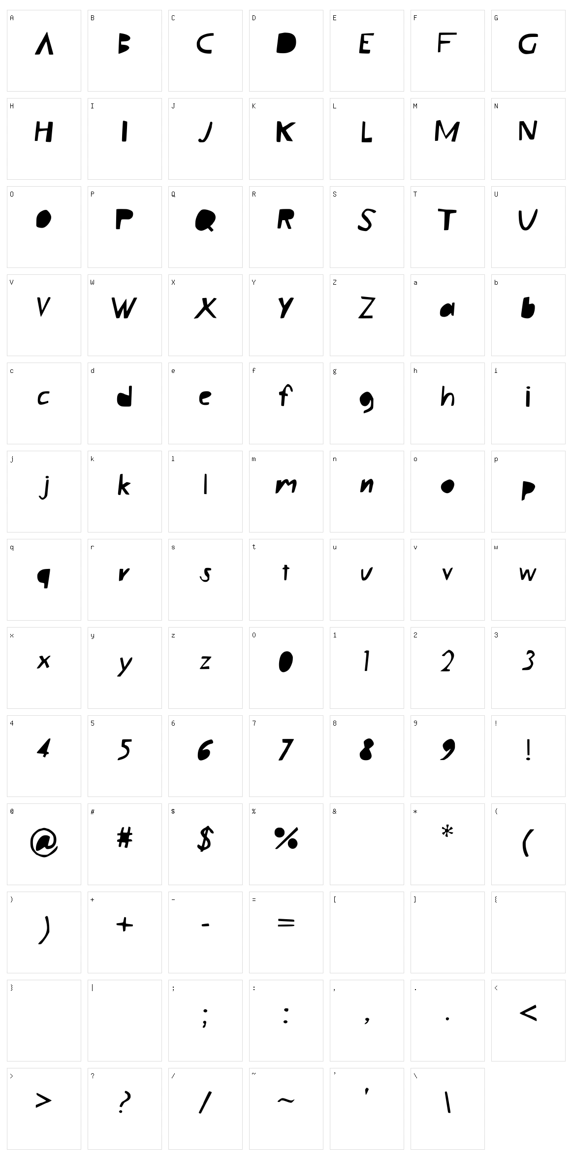 LazyBlock Character Set