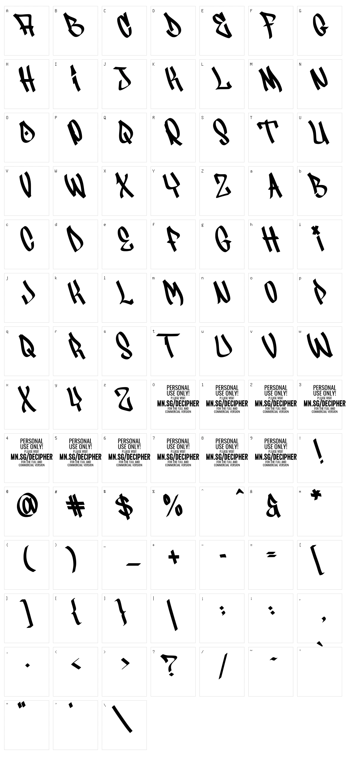 Decipher Character Set