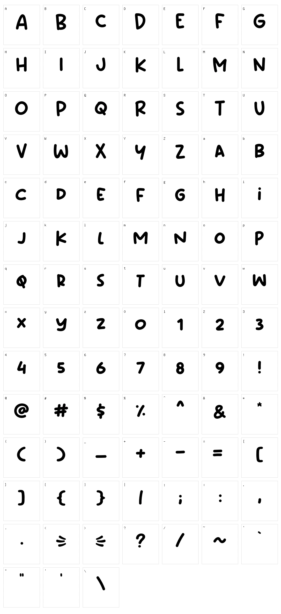 Mabook Character Set