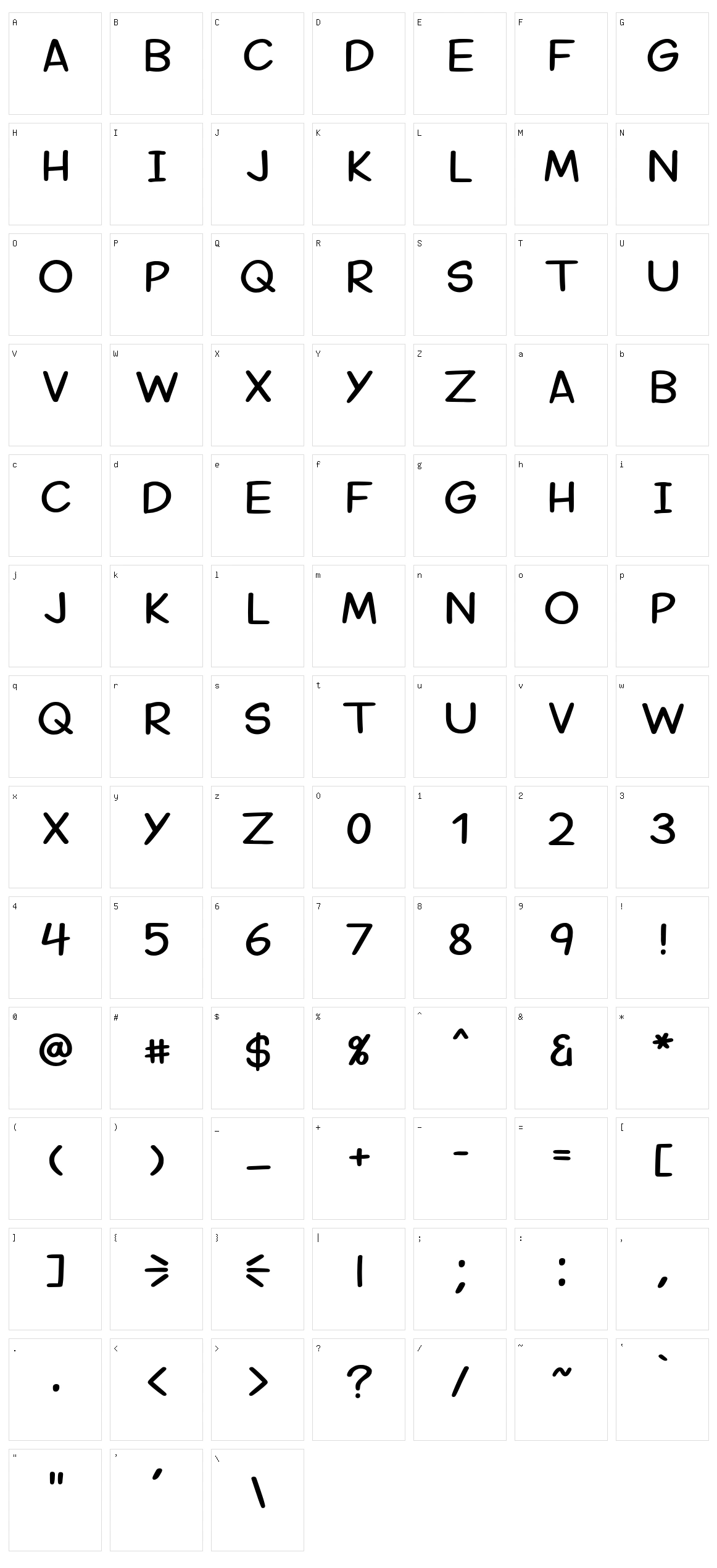 Margariney Words Character Set