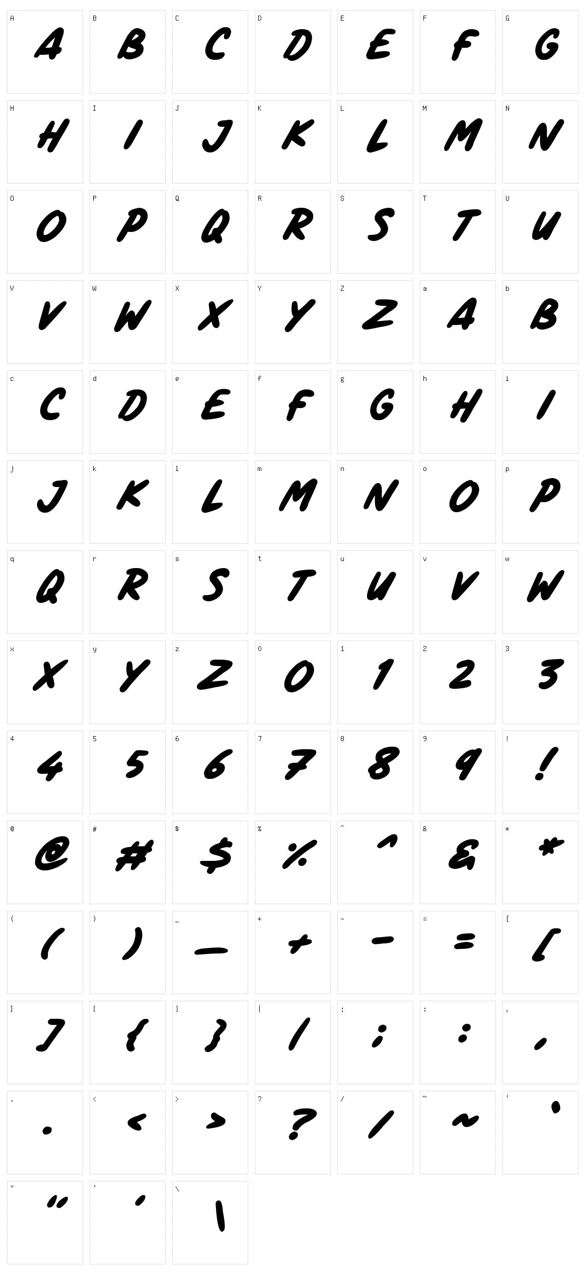Marker Notes Character Set