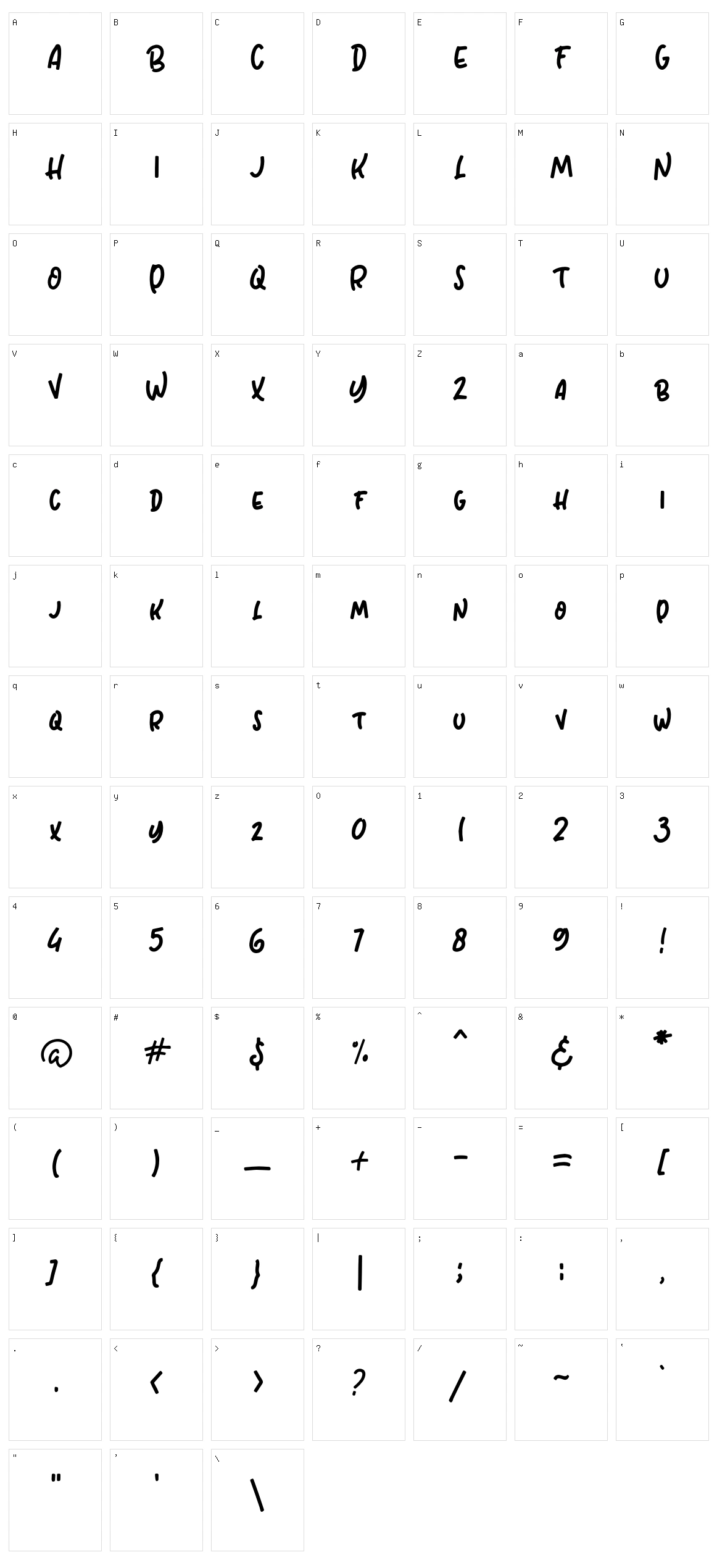 Minimoish Character Set