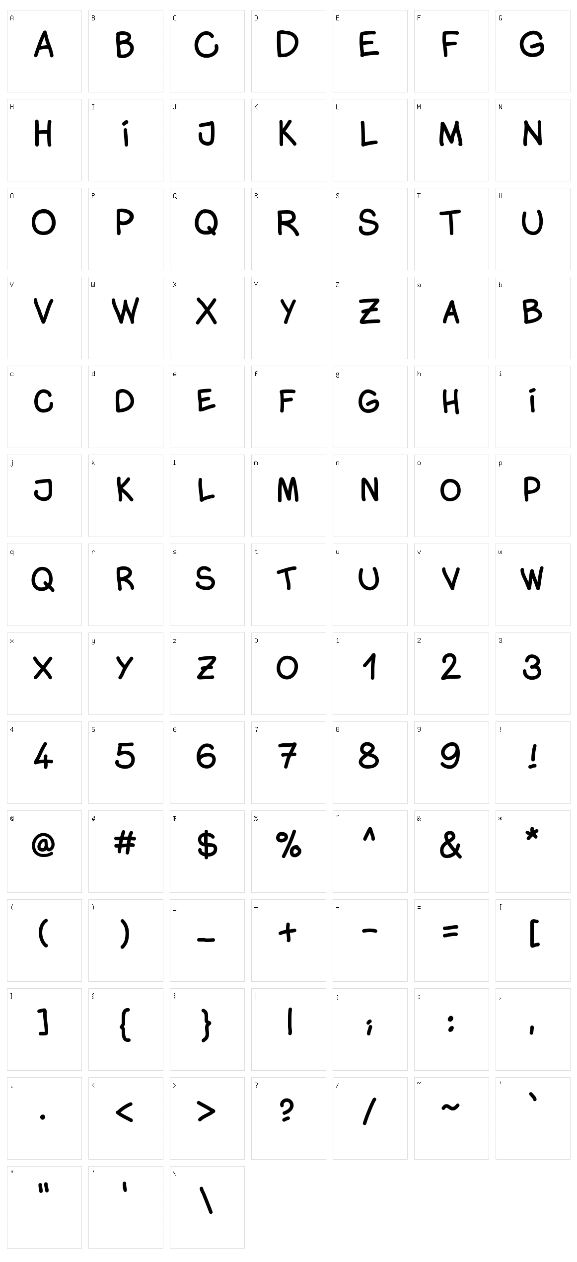Monicacomic Character Set