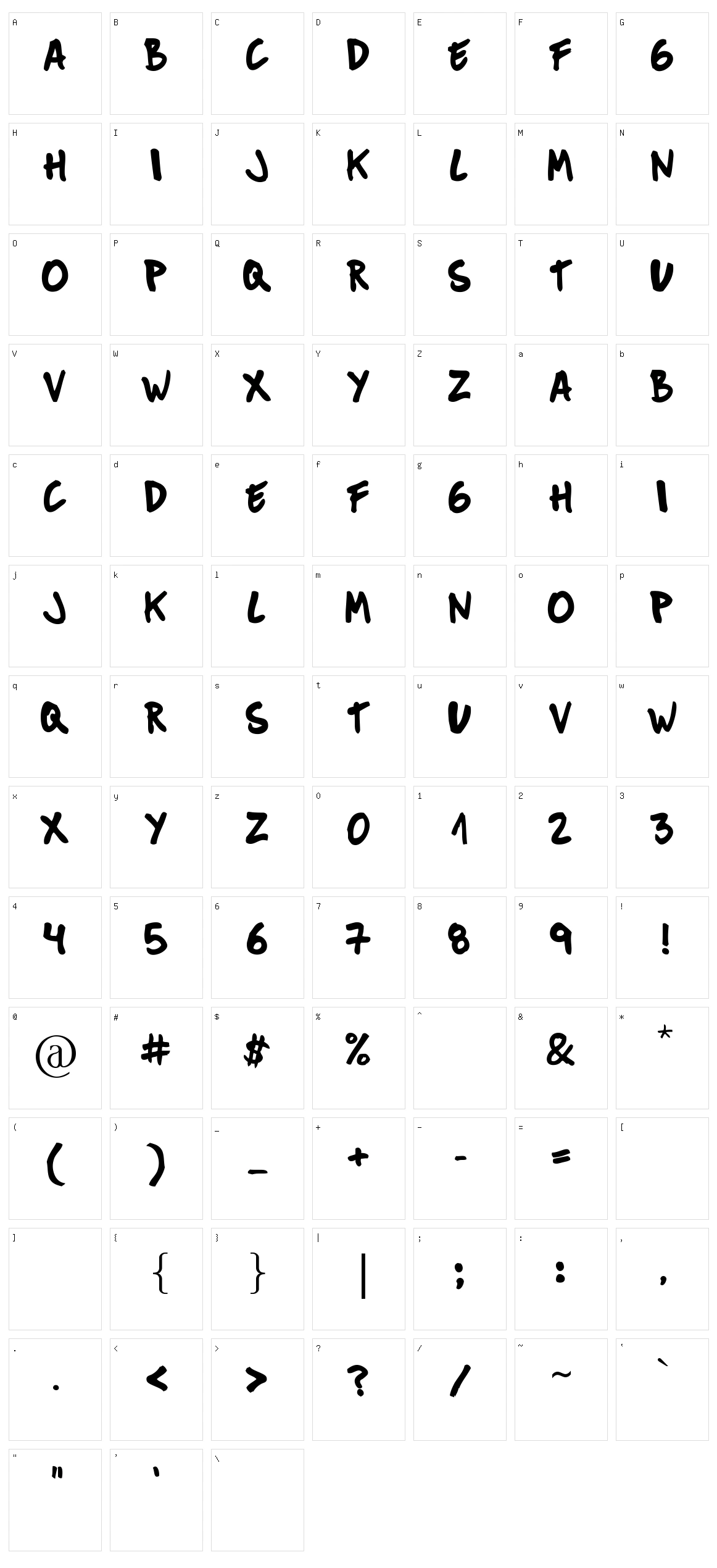 Mucky Sans Character Set