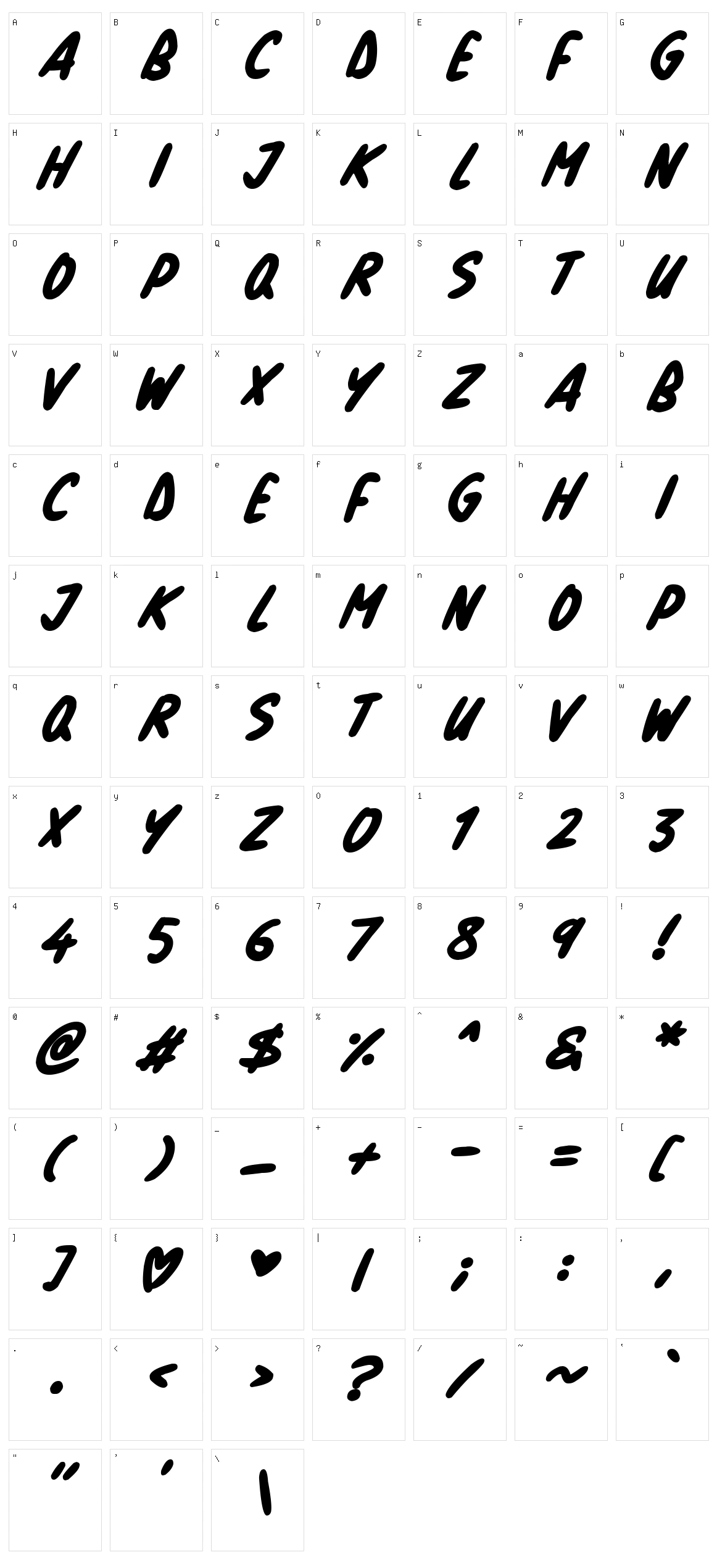 Natural Marker Character Set