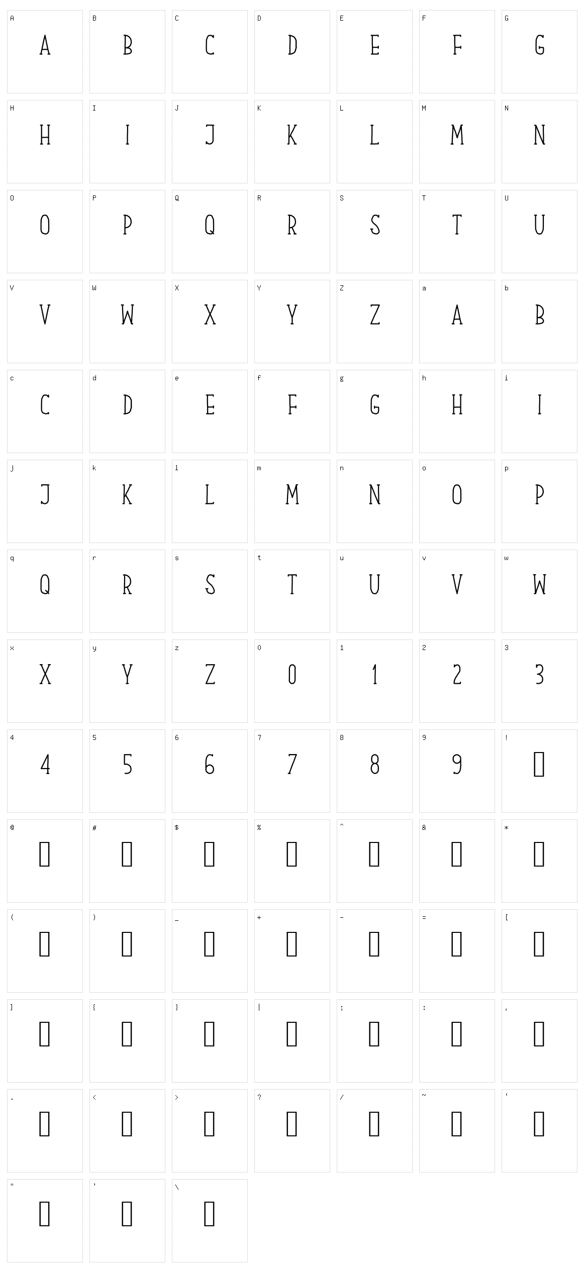 Our Serif Hand Character Set