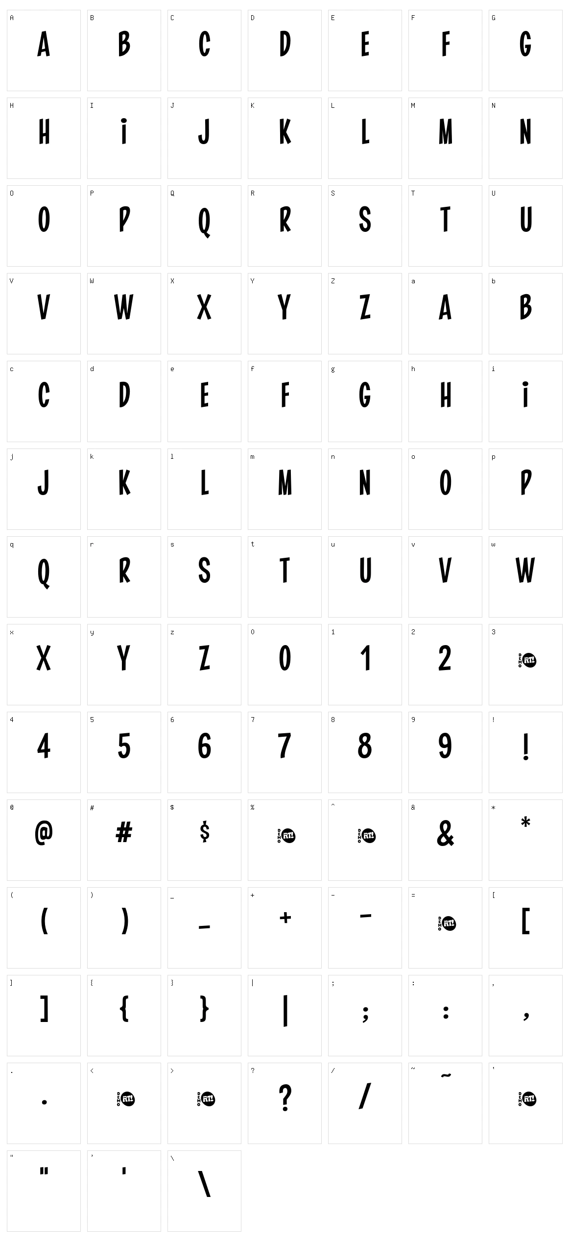Pintanina Character Set