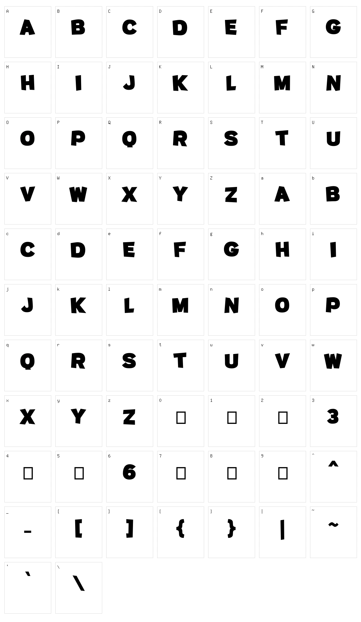 Potato Sans Character Set