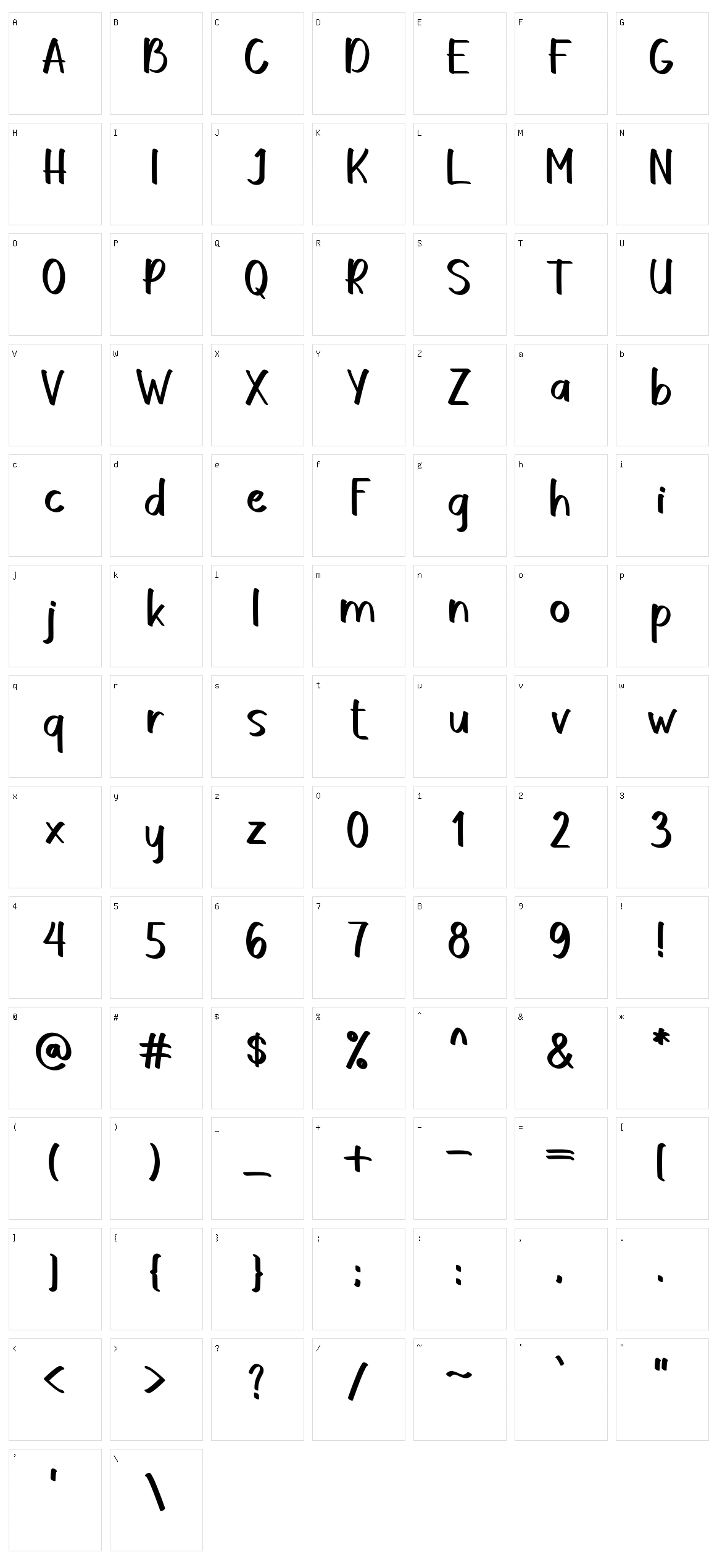 Rakeboom Character Set