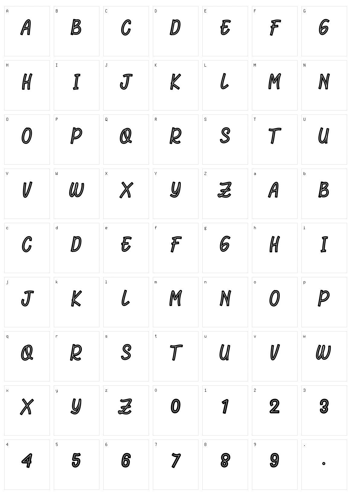 Rhomelia Strip Character Set