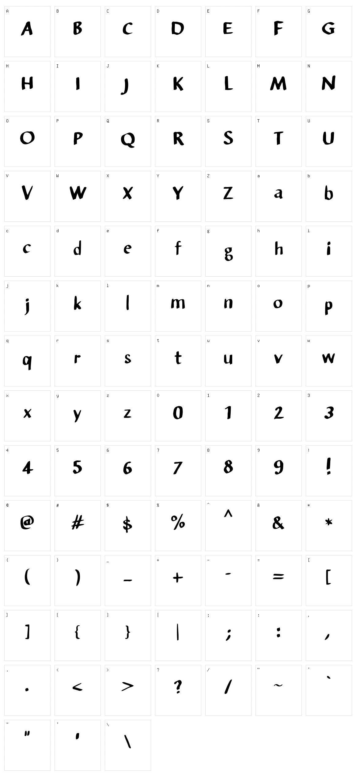 Sansandre Script Character Set