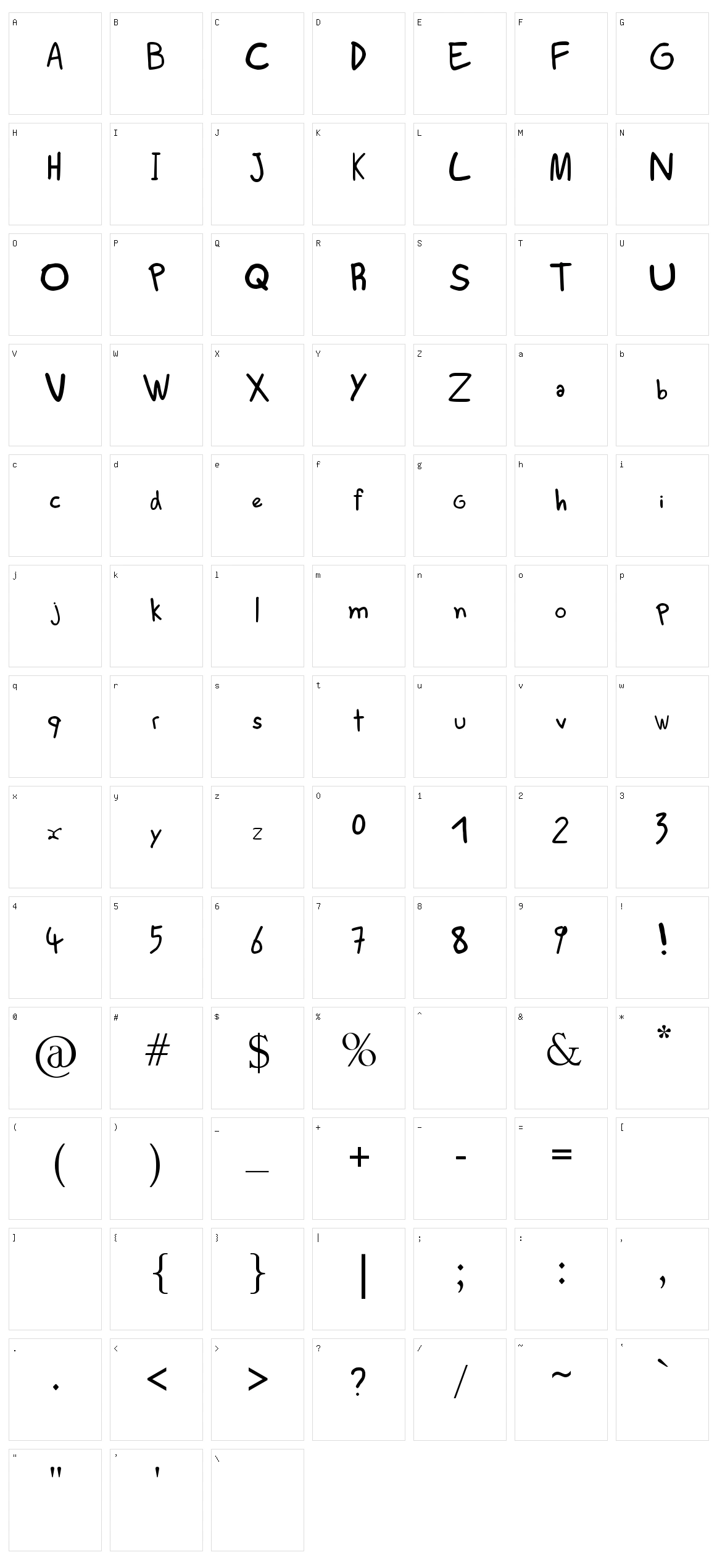 Scribs Character Set
