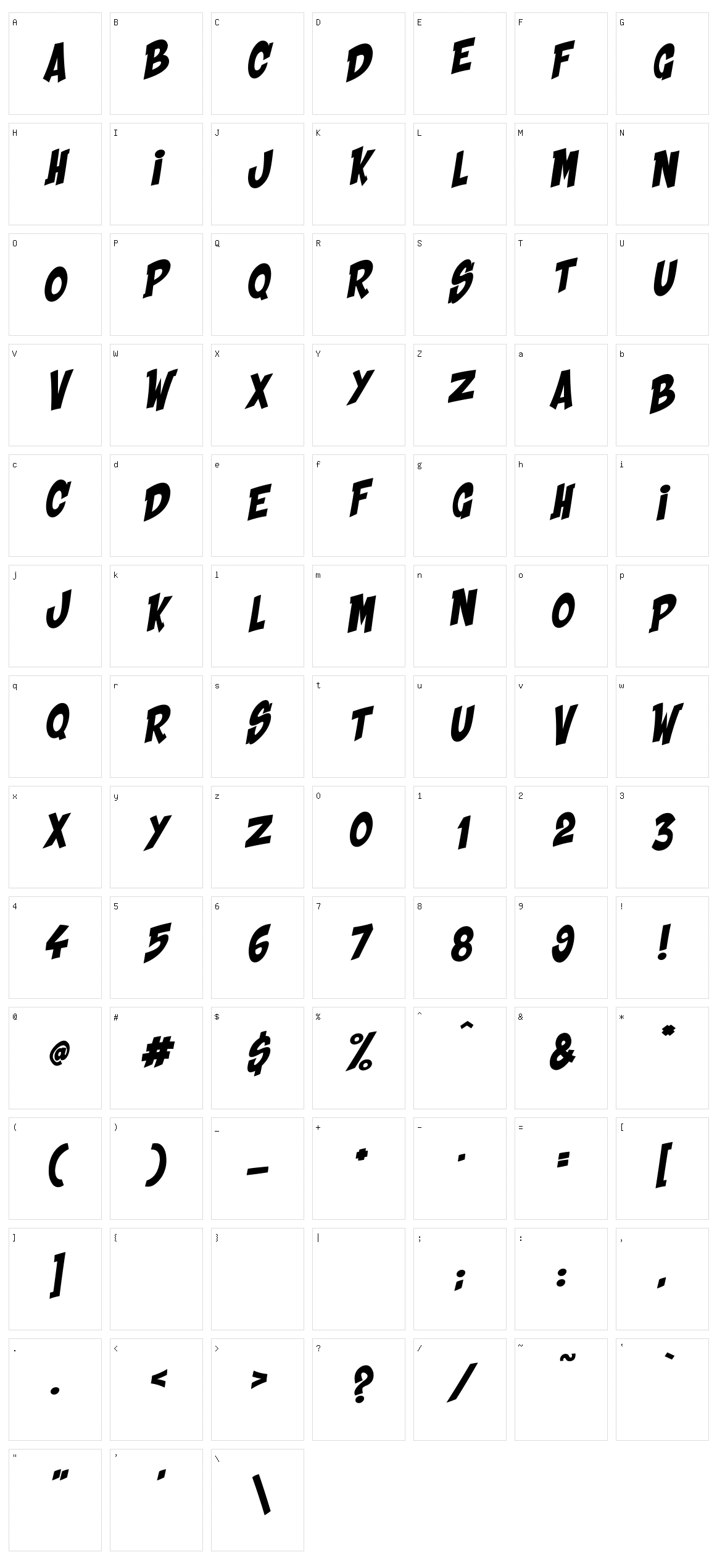 Shaka Pow Character Set