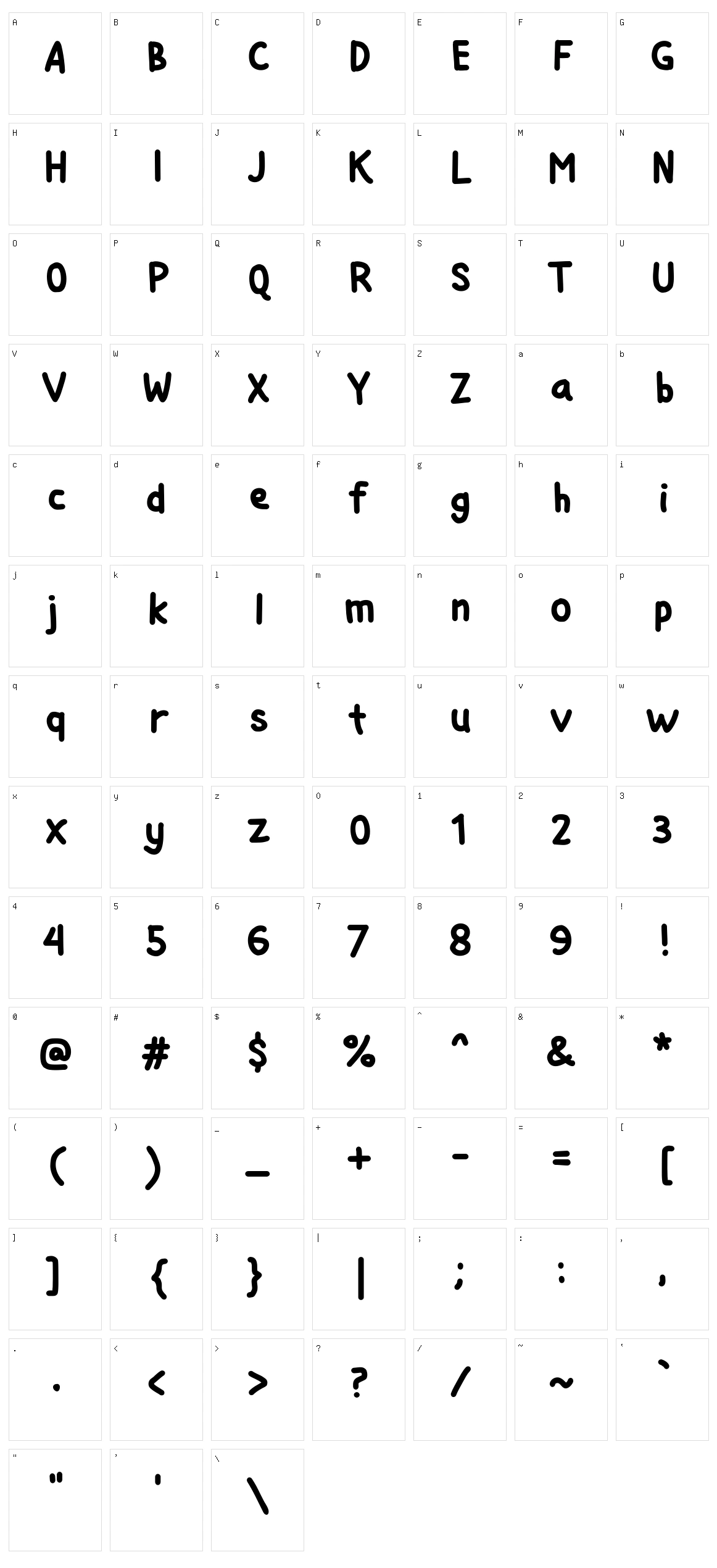 Si Kancil Character Set
