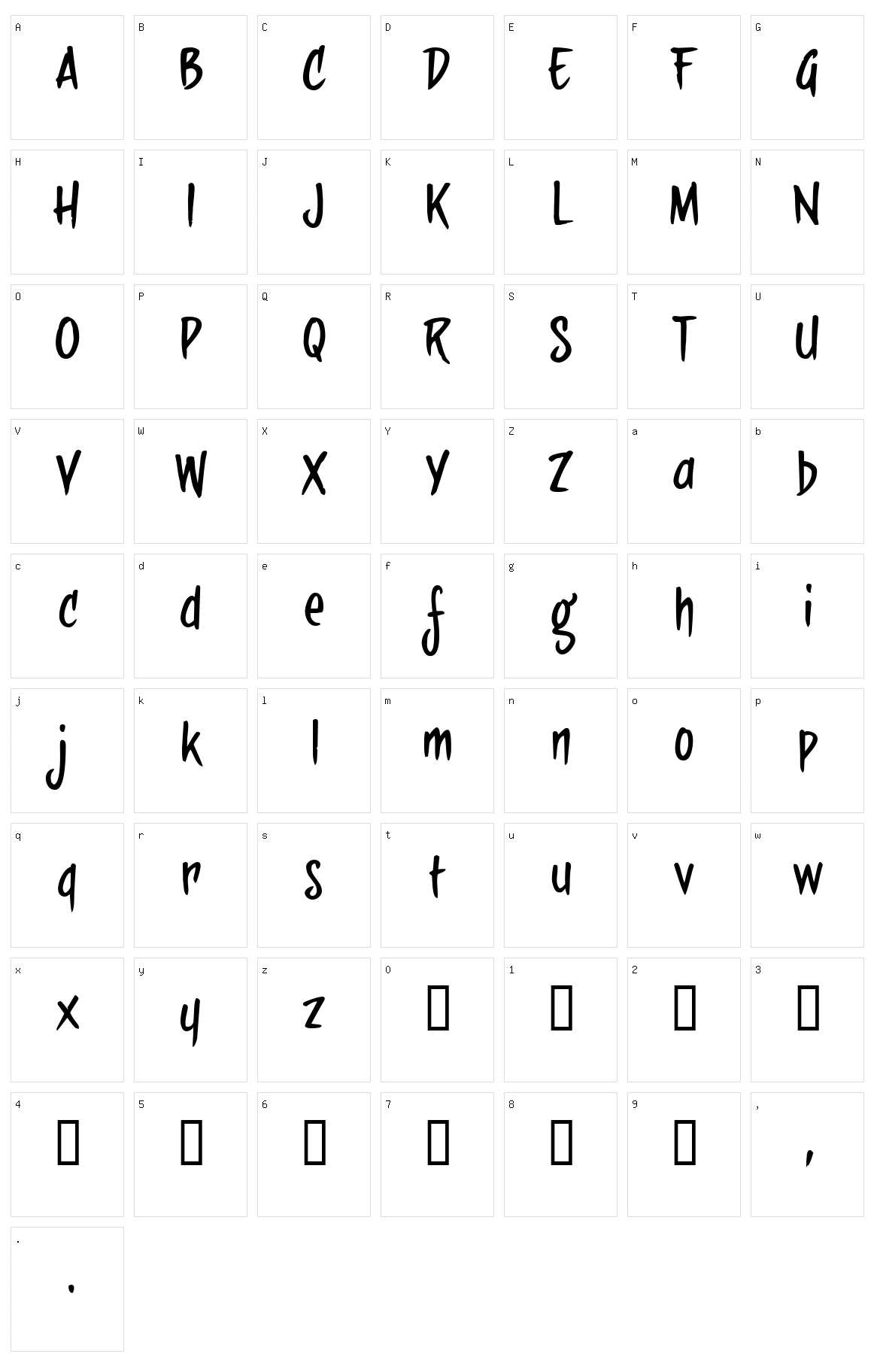Sideburn Bob Character Set