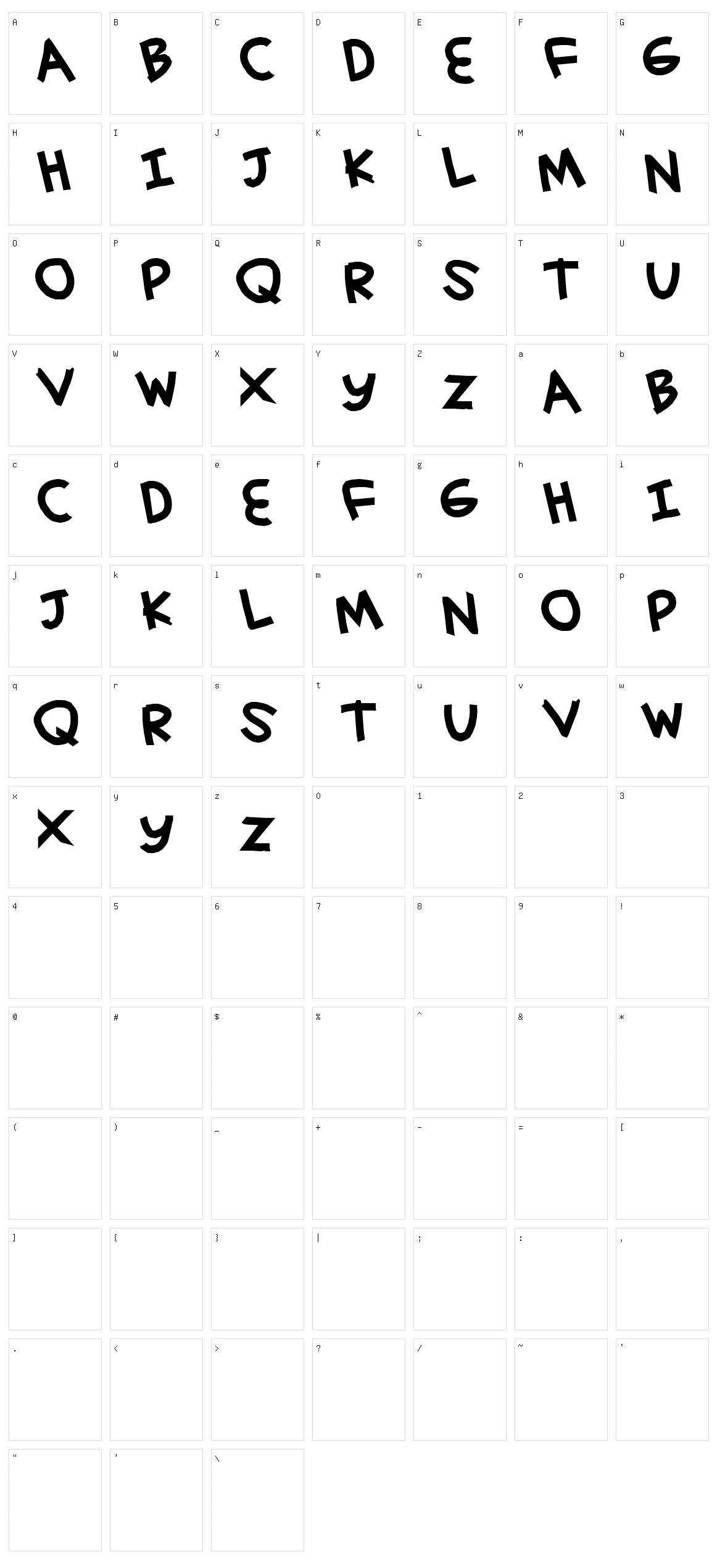 Simplehand Character Set