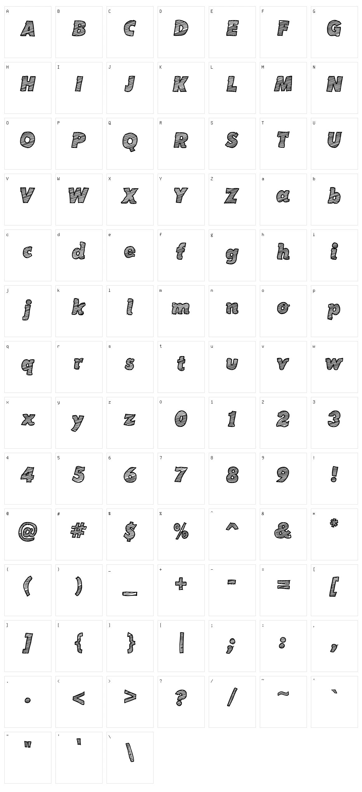 Sketch Coursive Character Set