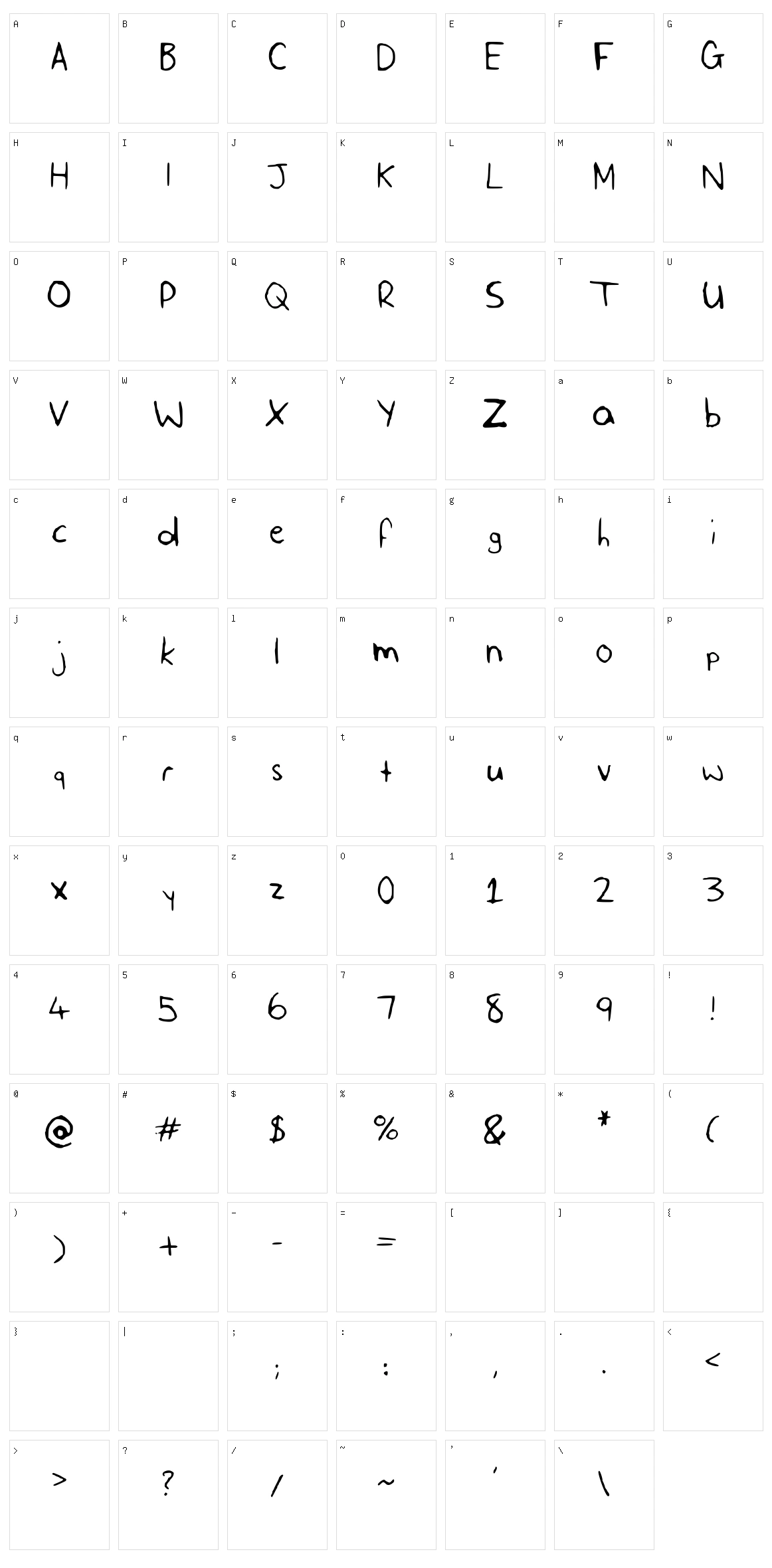 SLF Handwriting Character Set