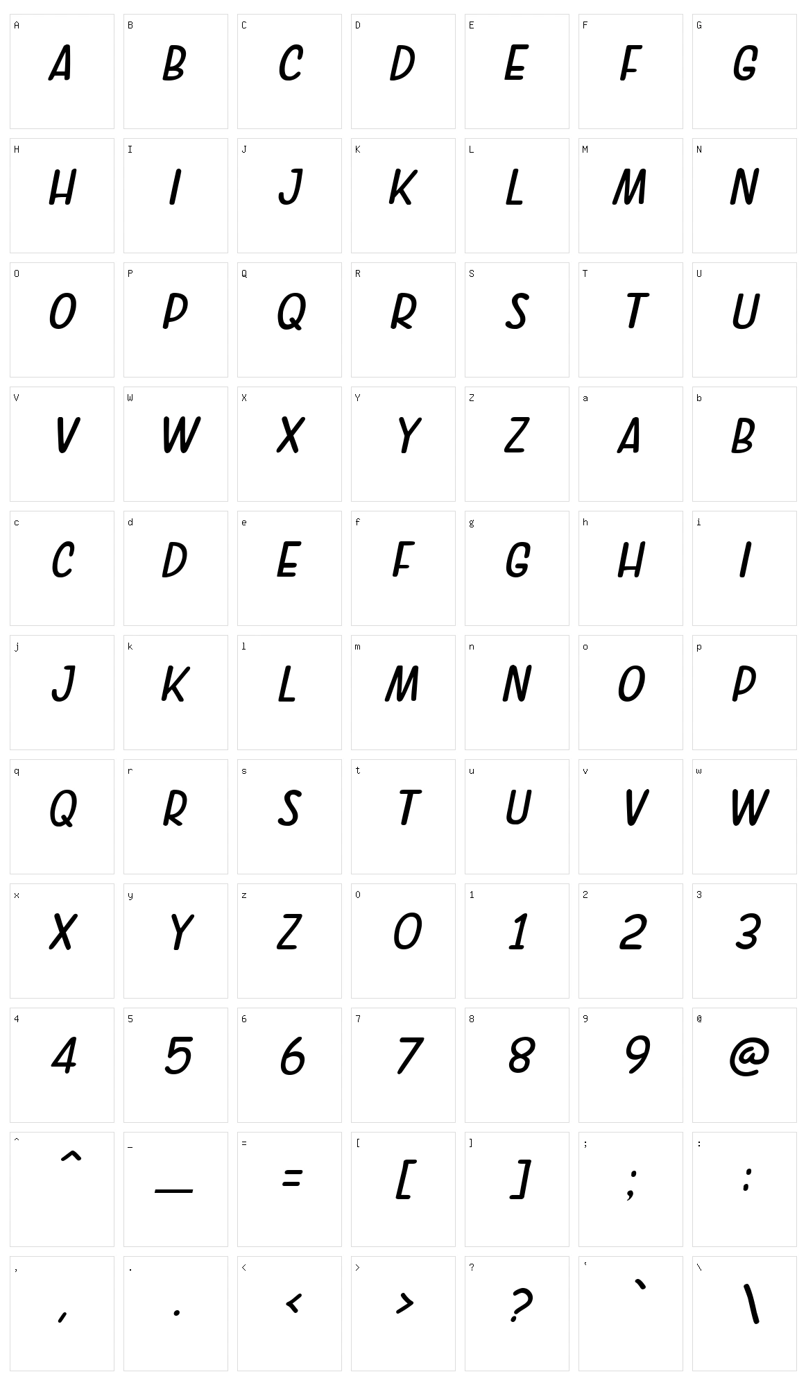 Smothink Character Set