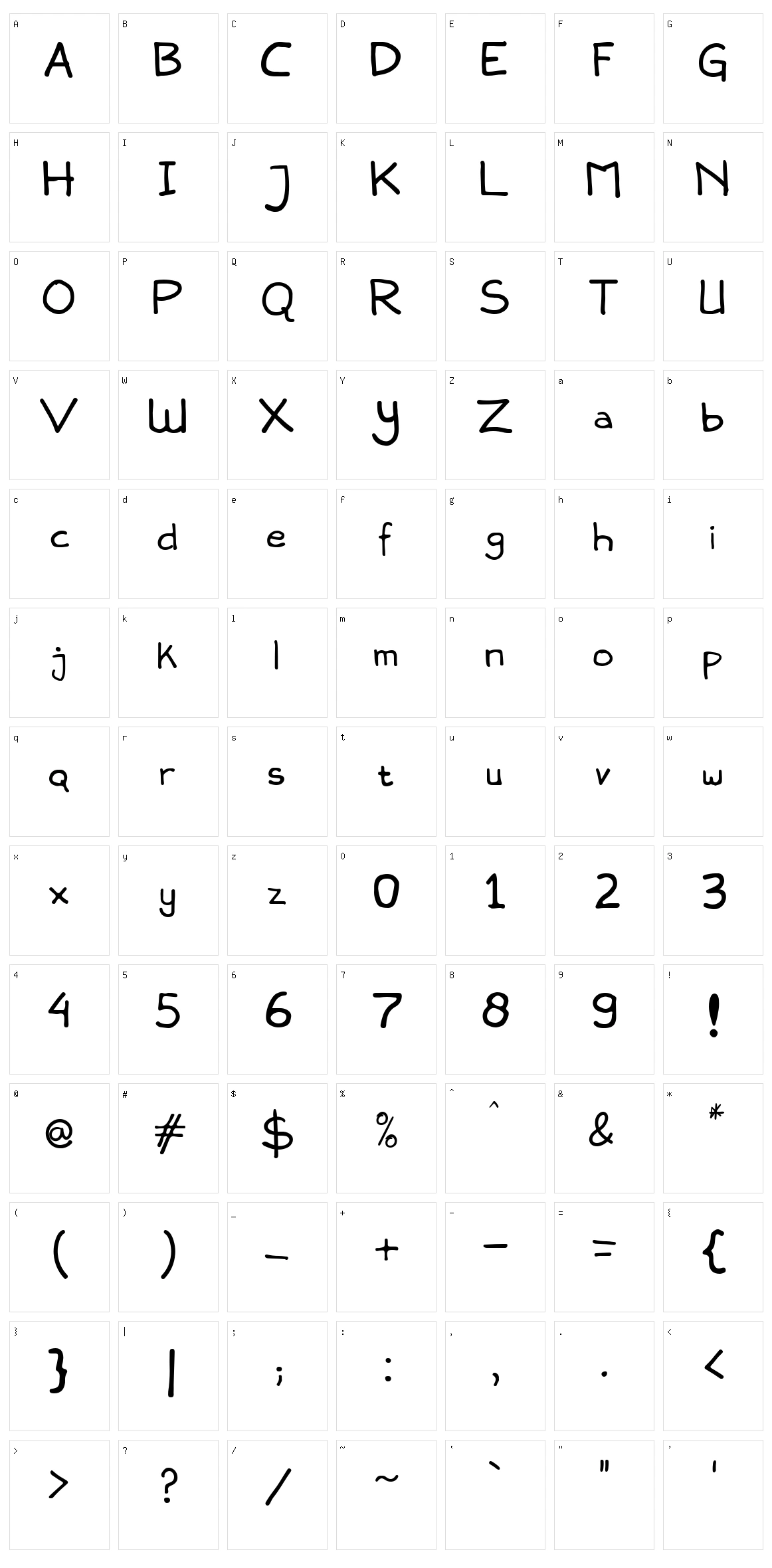 Snowlatte Character Set