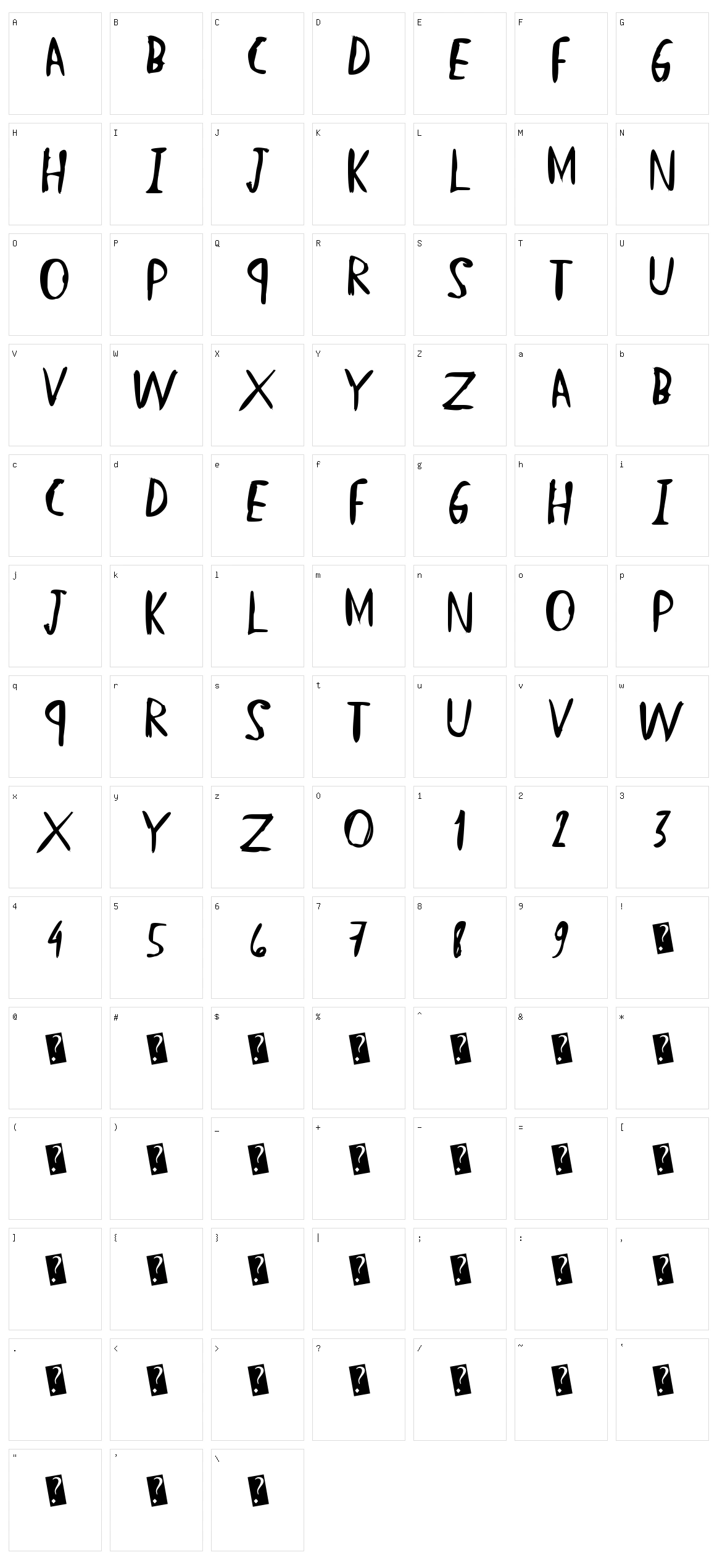 Straight Hand Character Set