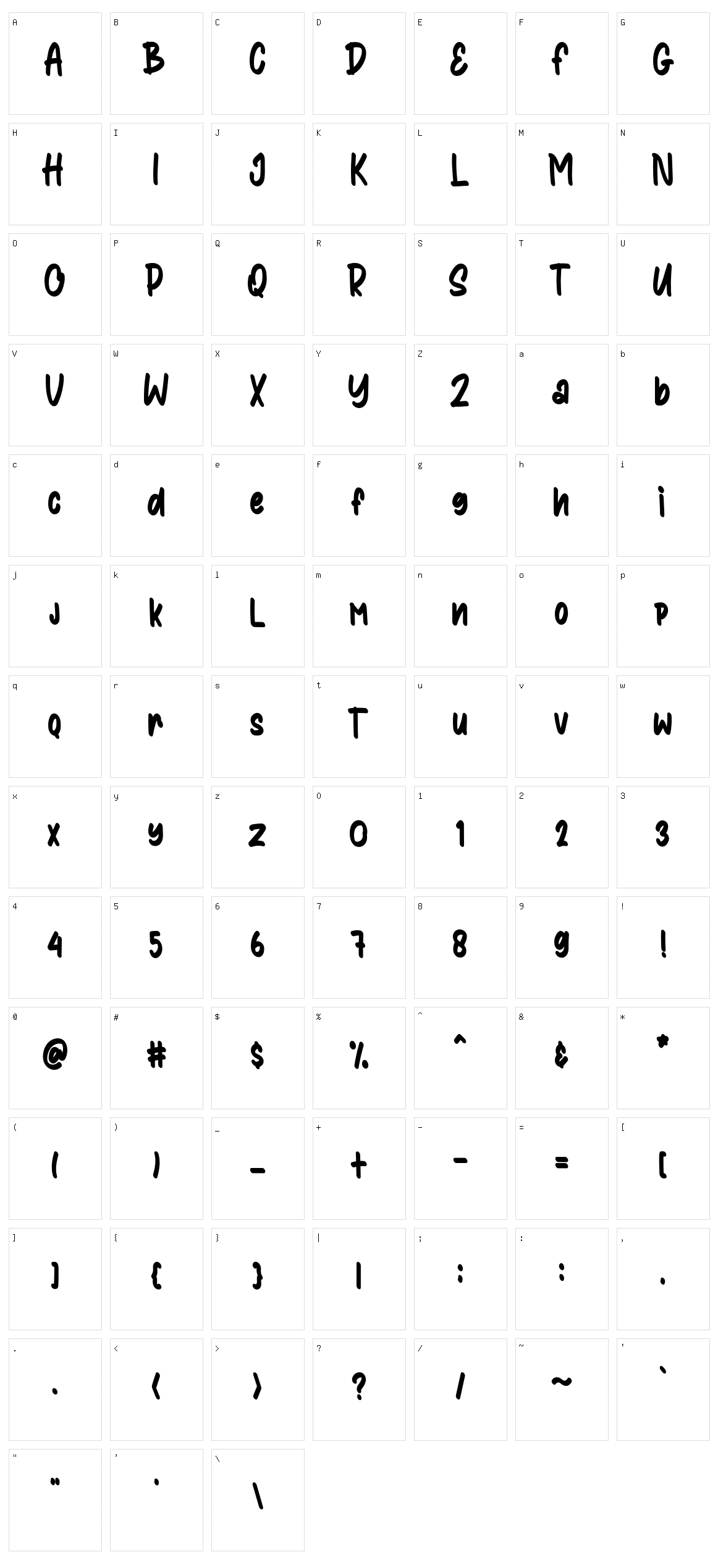 Sunkist Squash Character Set