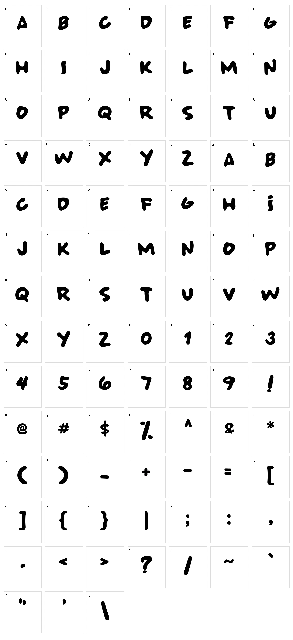 Super Bad Font Character Set