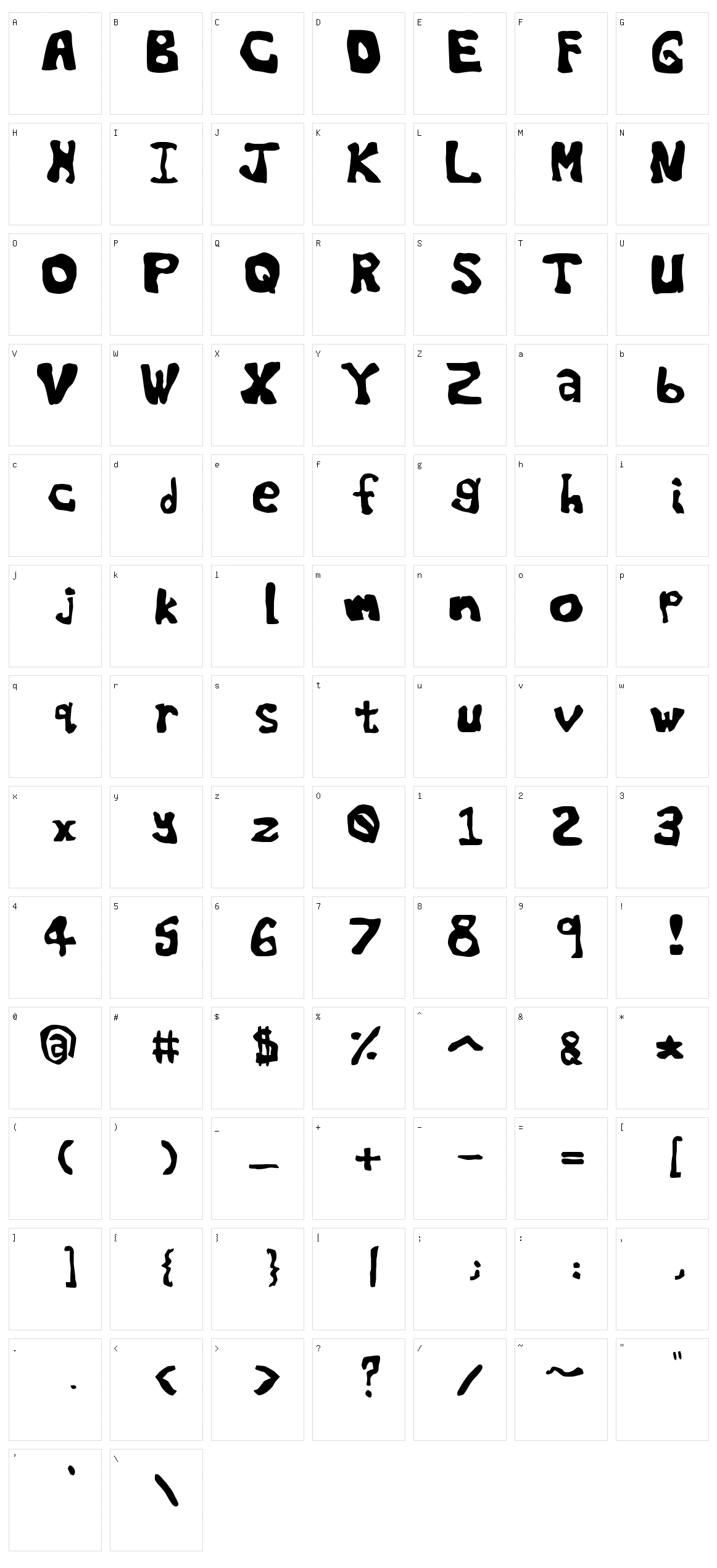 The World's Worst Font Character Set