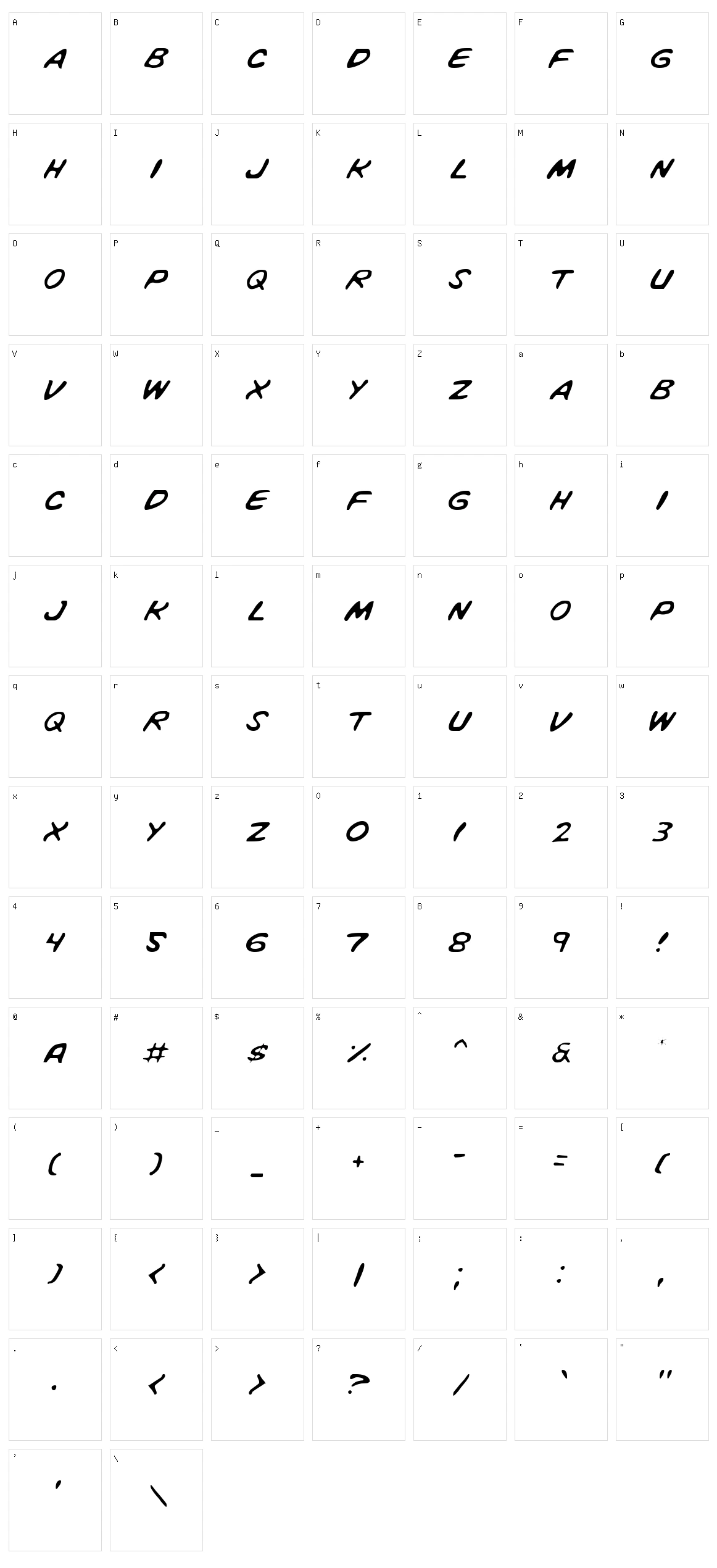 Vigilante Notes Character Set