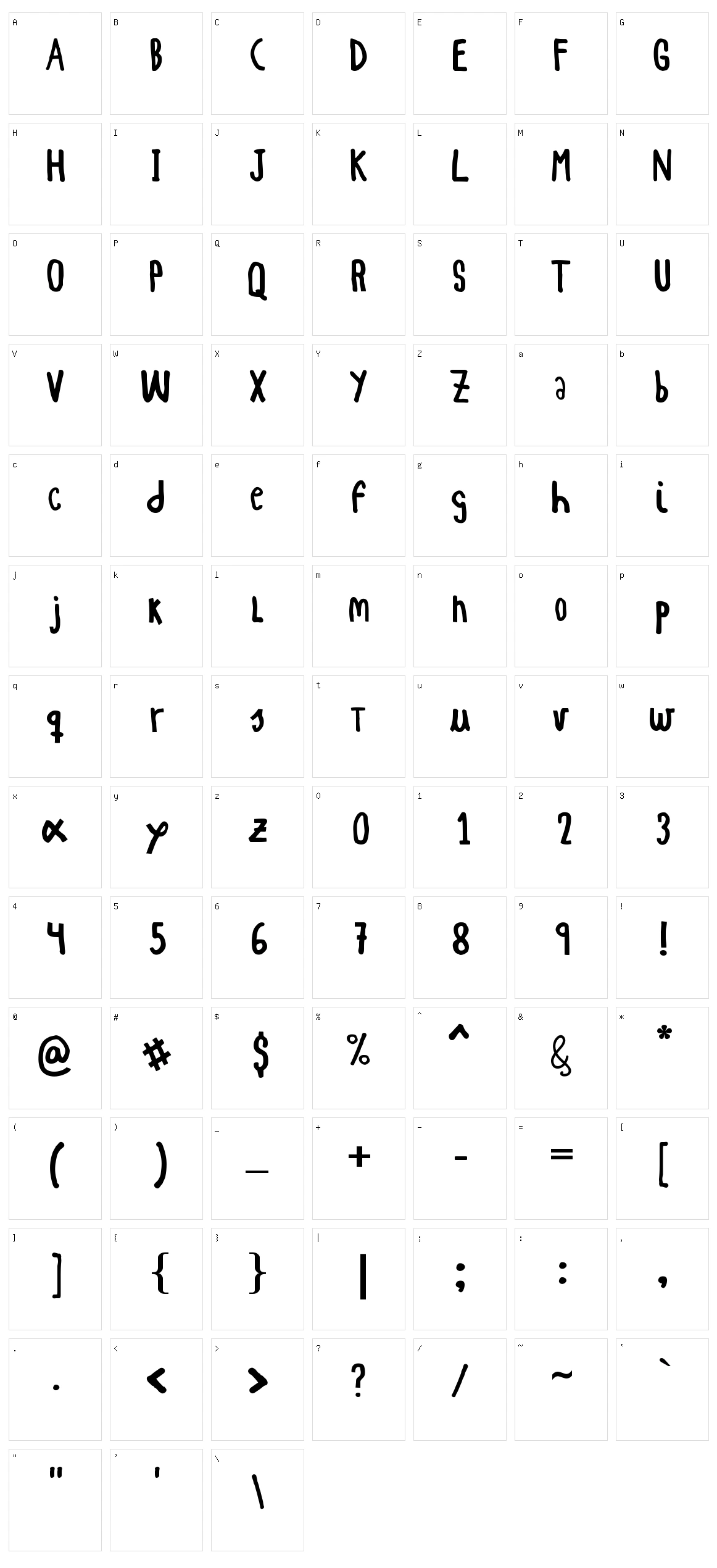 Woodcutter Simple Font Character Set