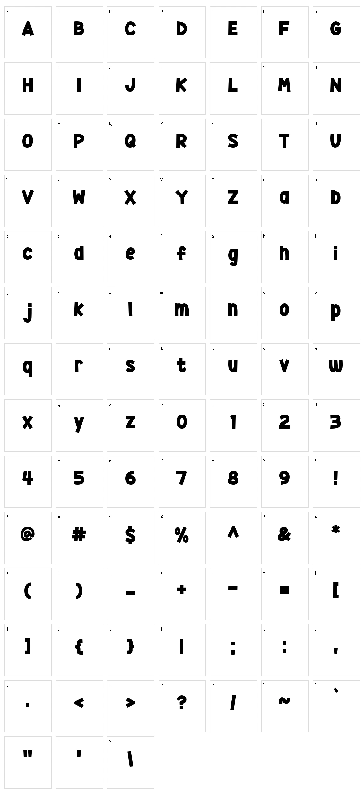 Yokelvision Character Set