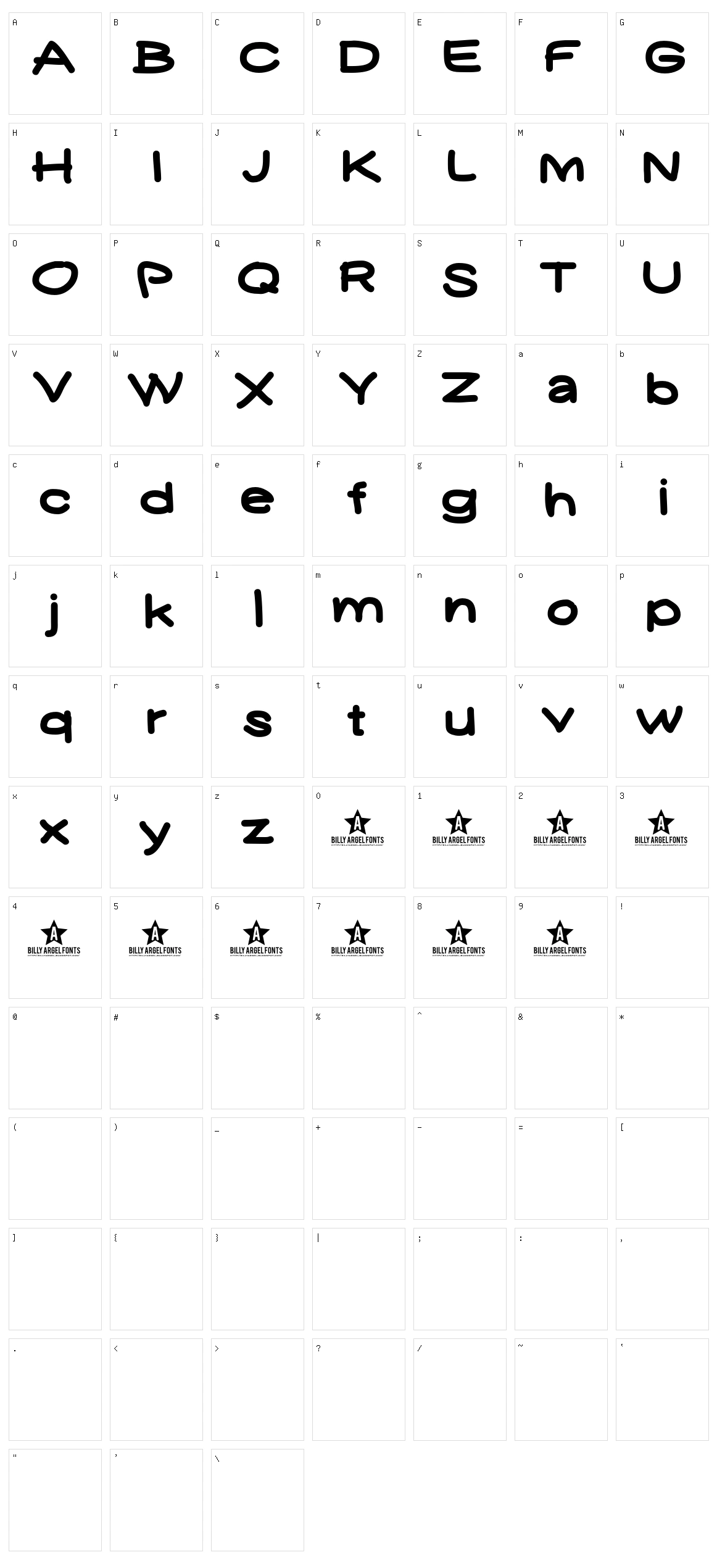 Yukafont Character Set