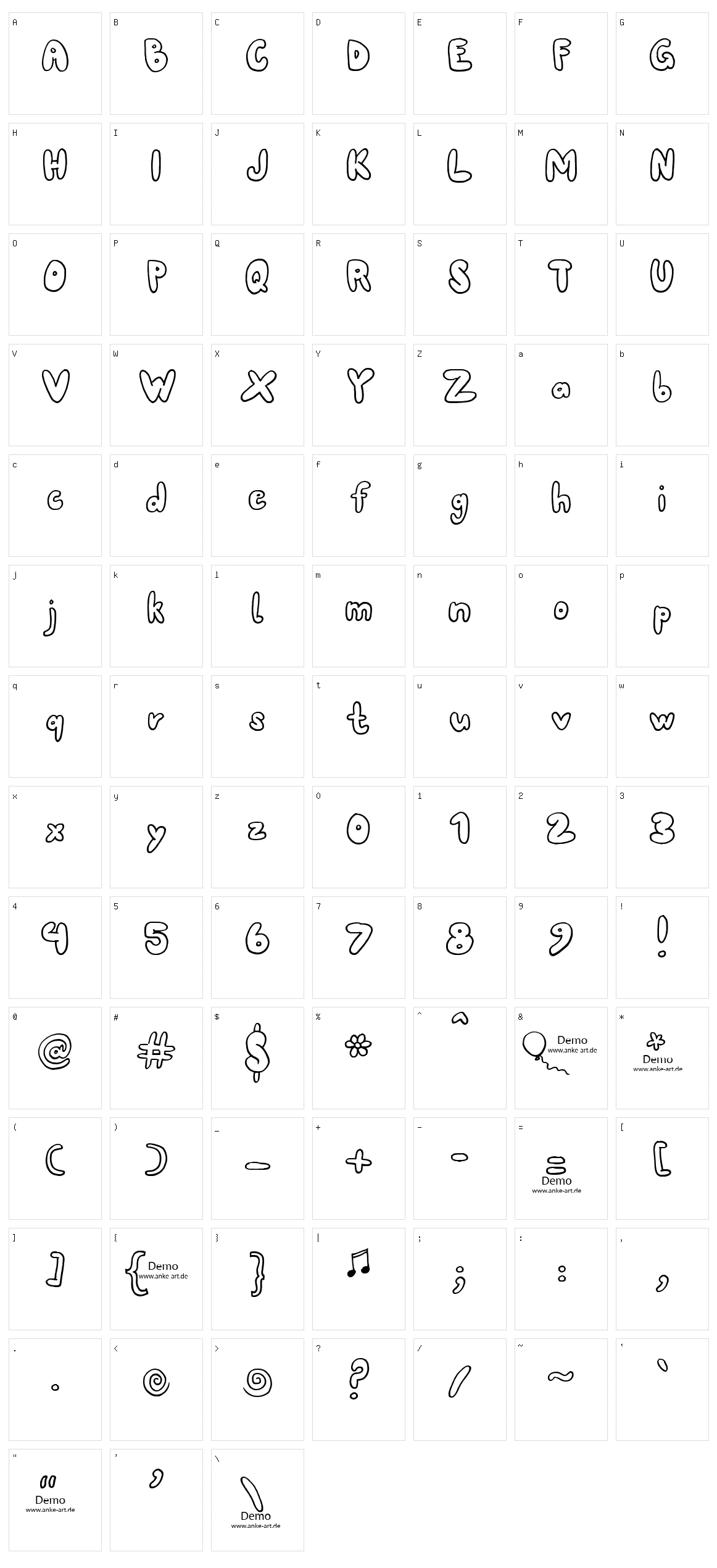 80er Teenie Demo Character Set