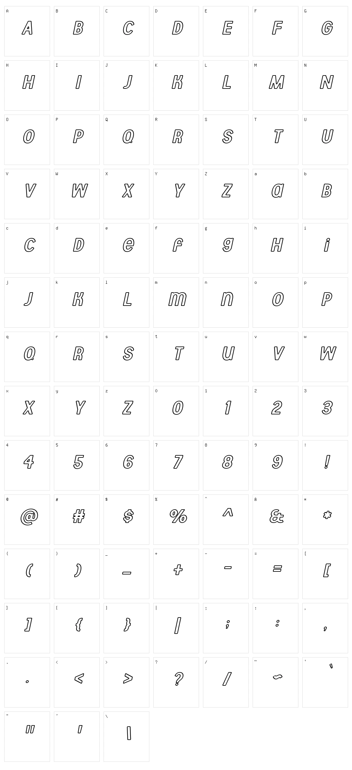 Aberforth Outline Character Set