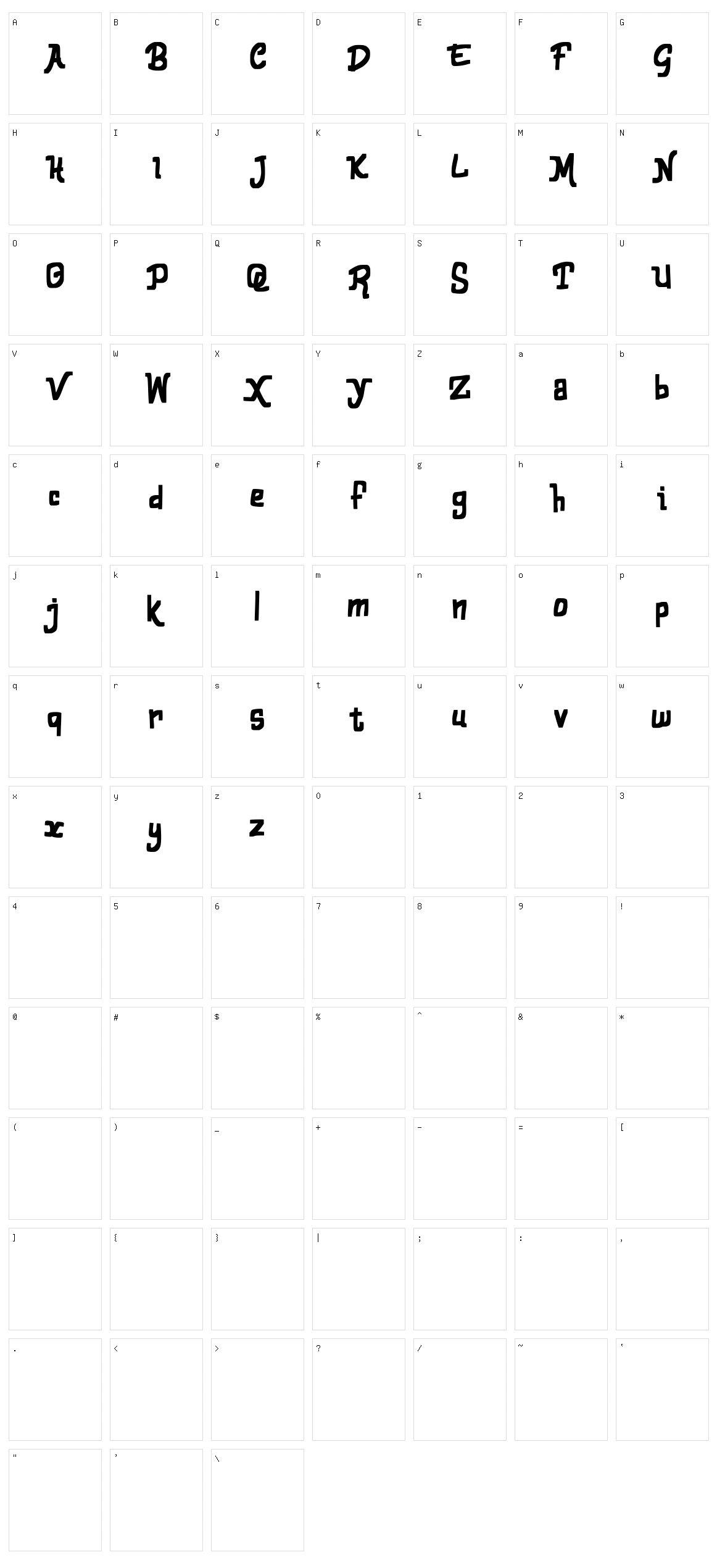 Adabra Character Set