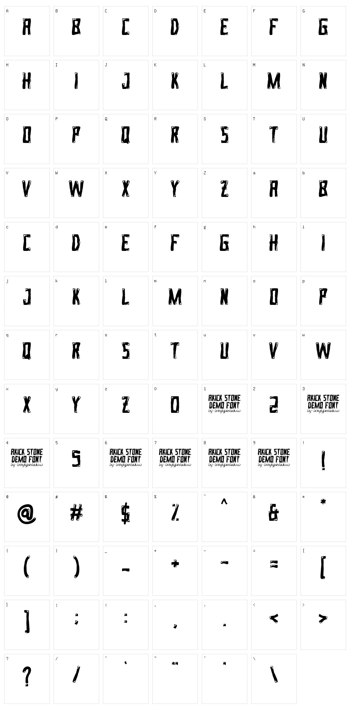 Akick Stone Character Set