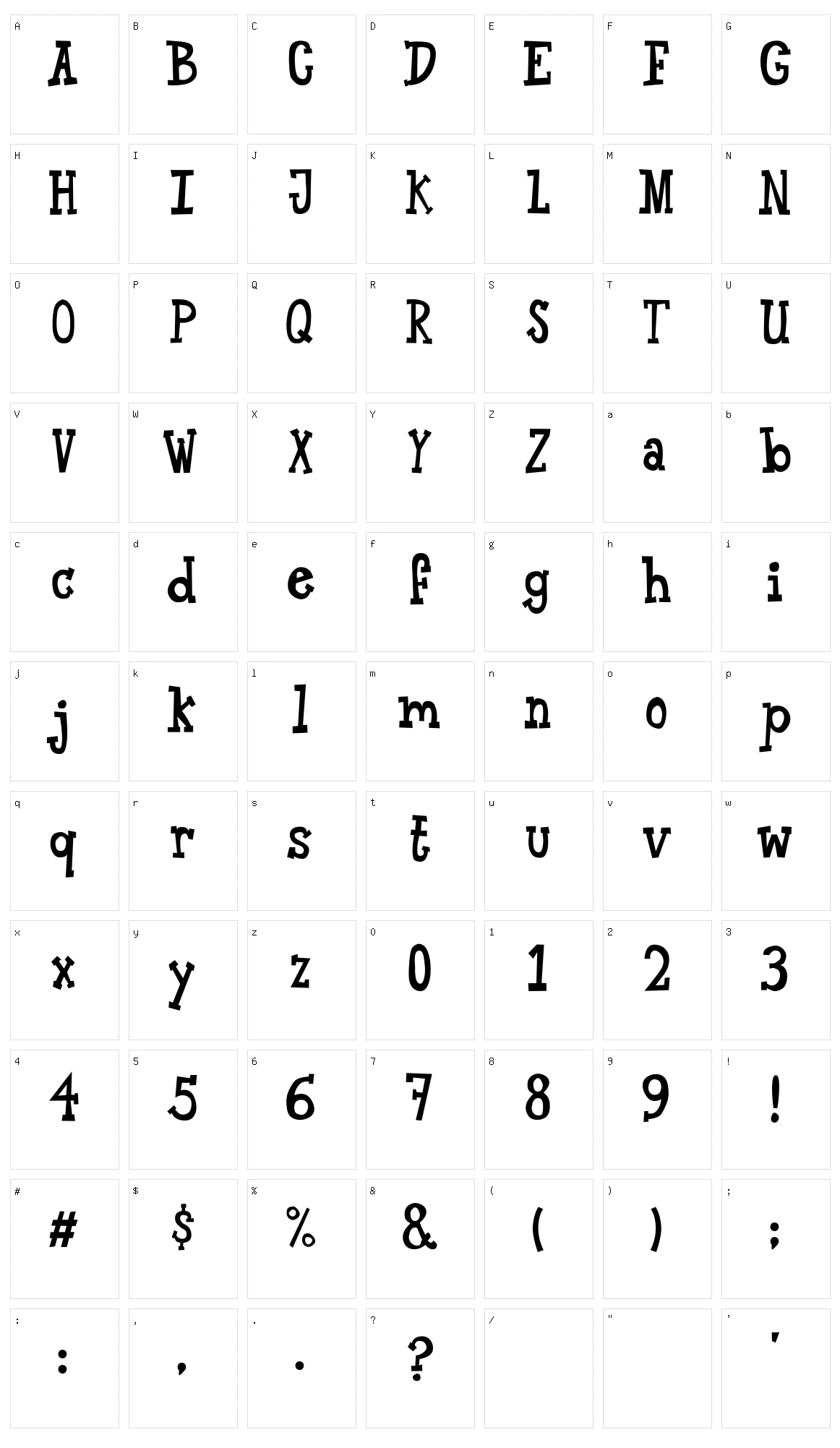 Alan Font Character Set