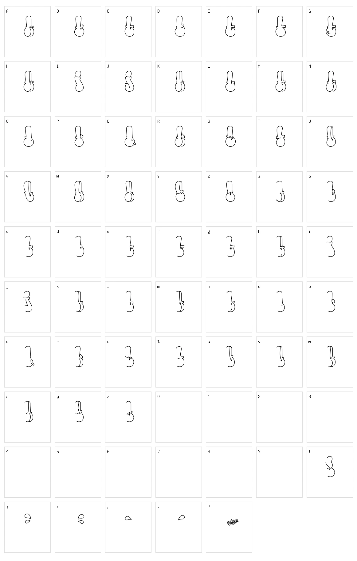 Throw-up Font Character Set