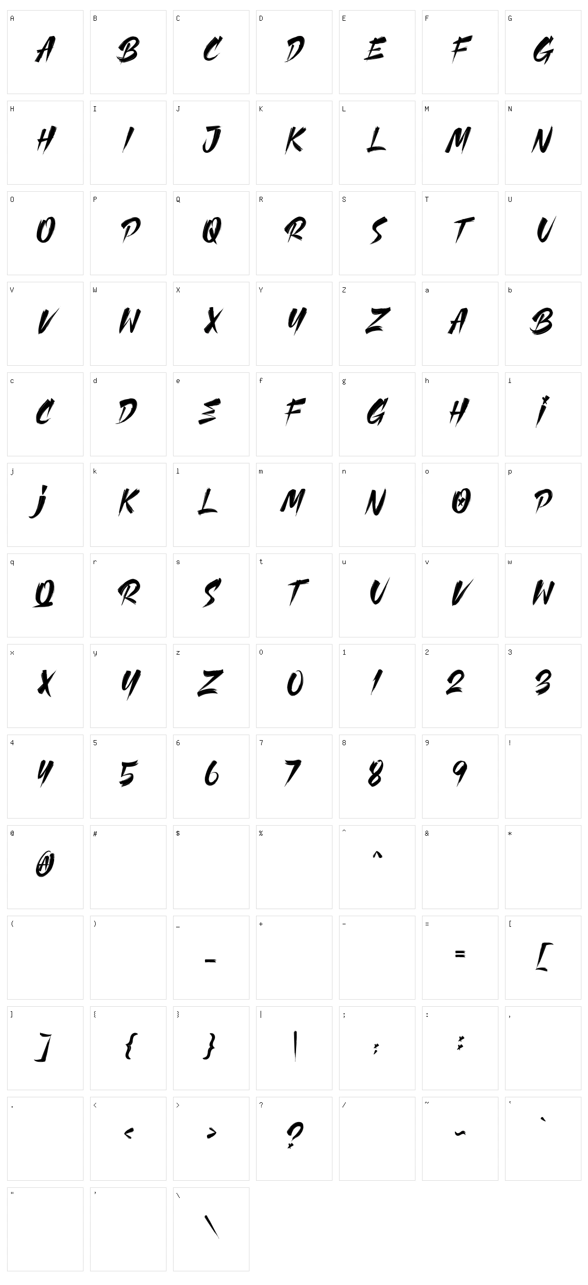 Cluisher Brush Character Set