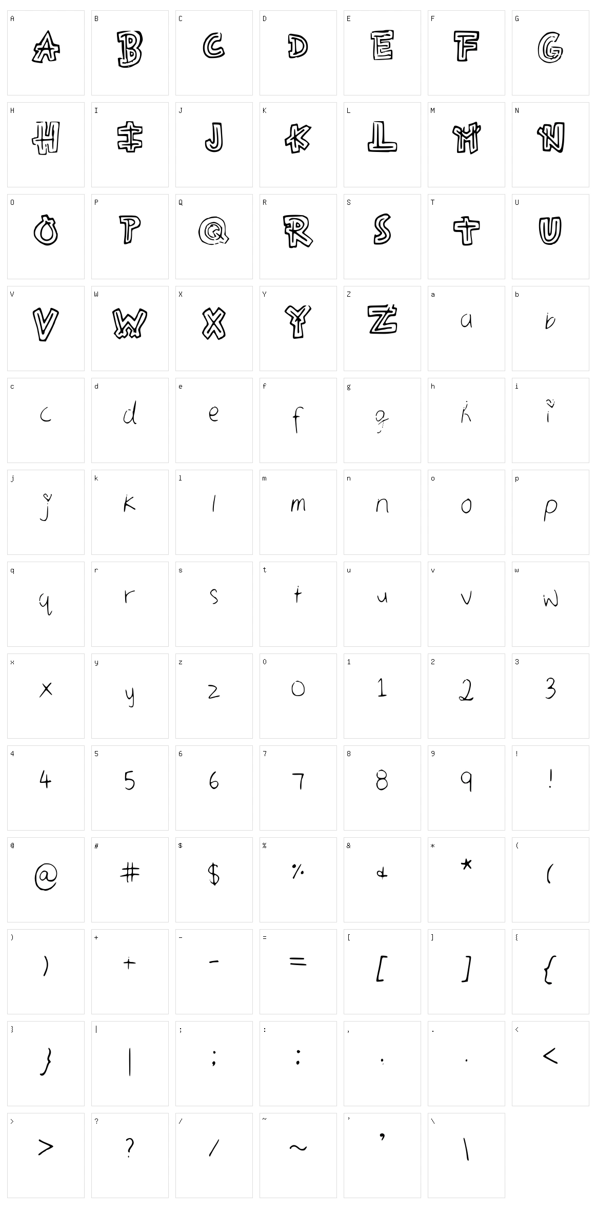 Aztecways Character Set