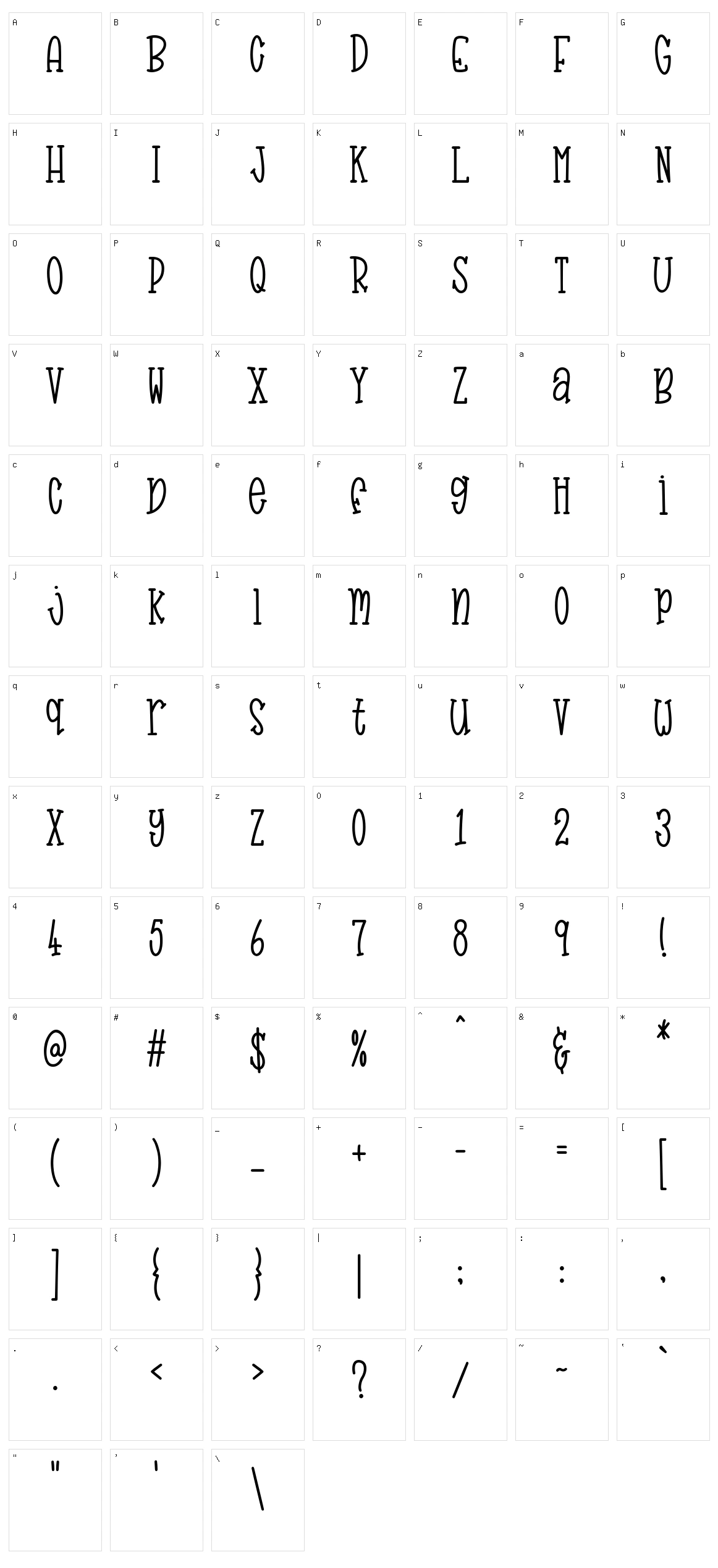 Badumsquish Character Set