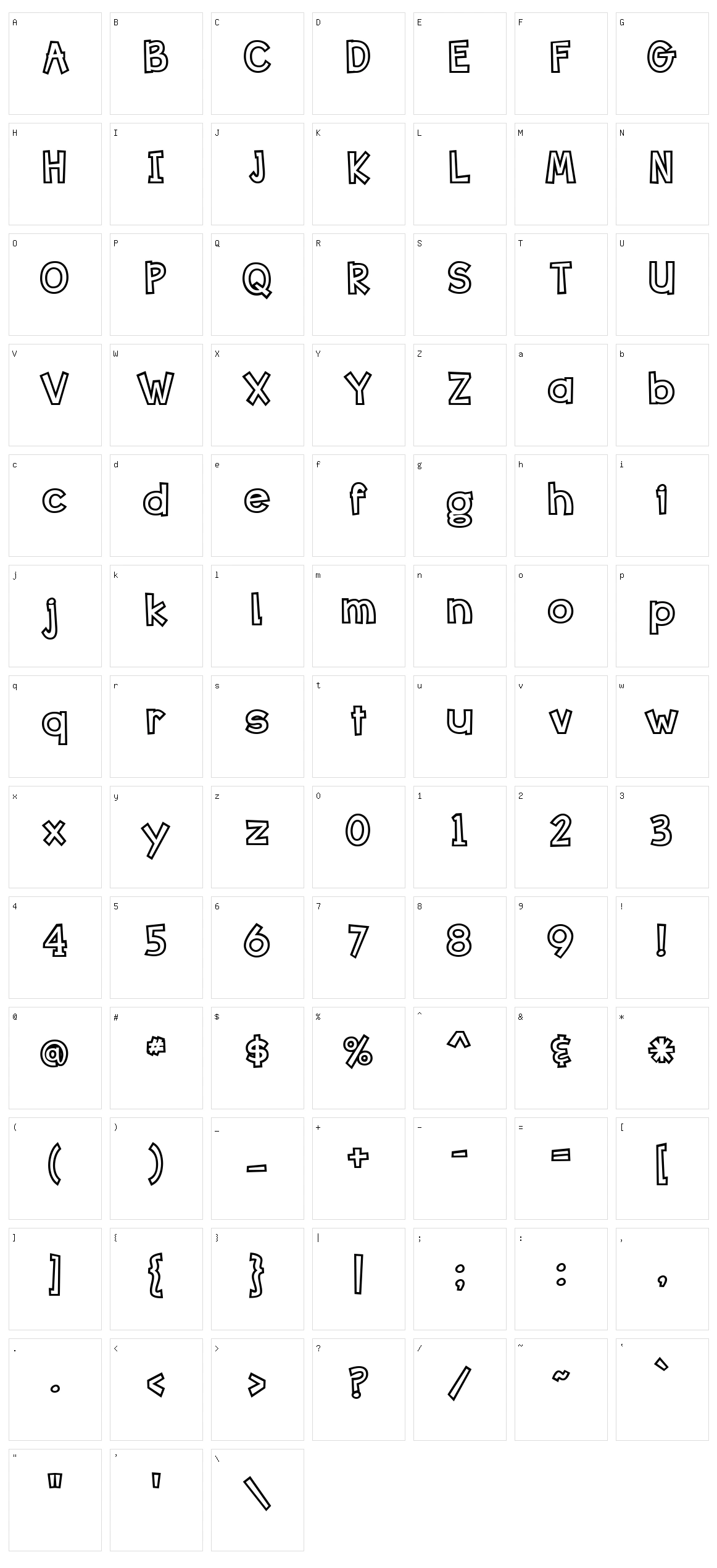 Bang Whack Pow Outline Character Set