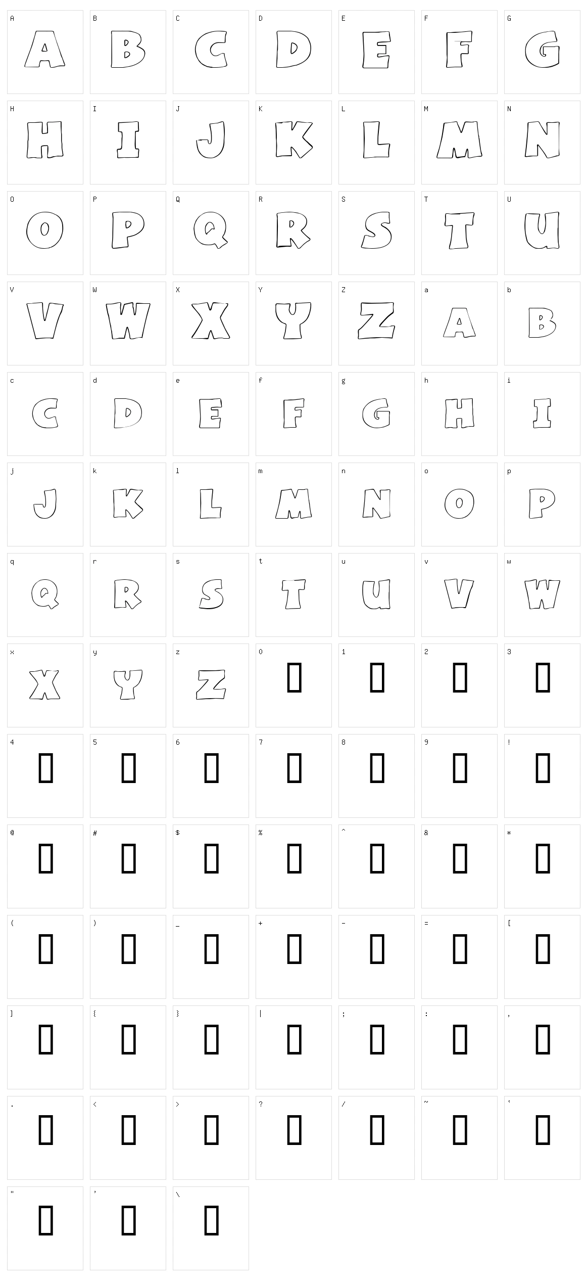 Basic Font Character Set
