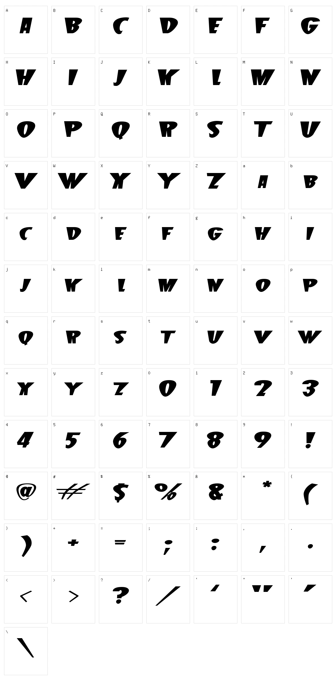 Beetle J Character Set